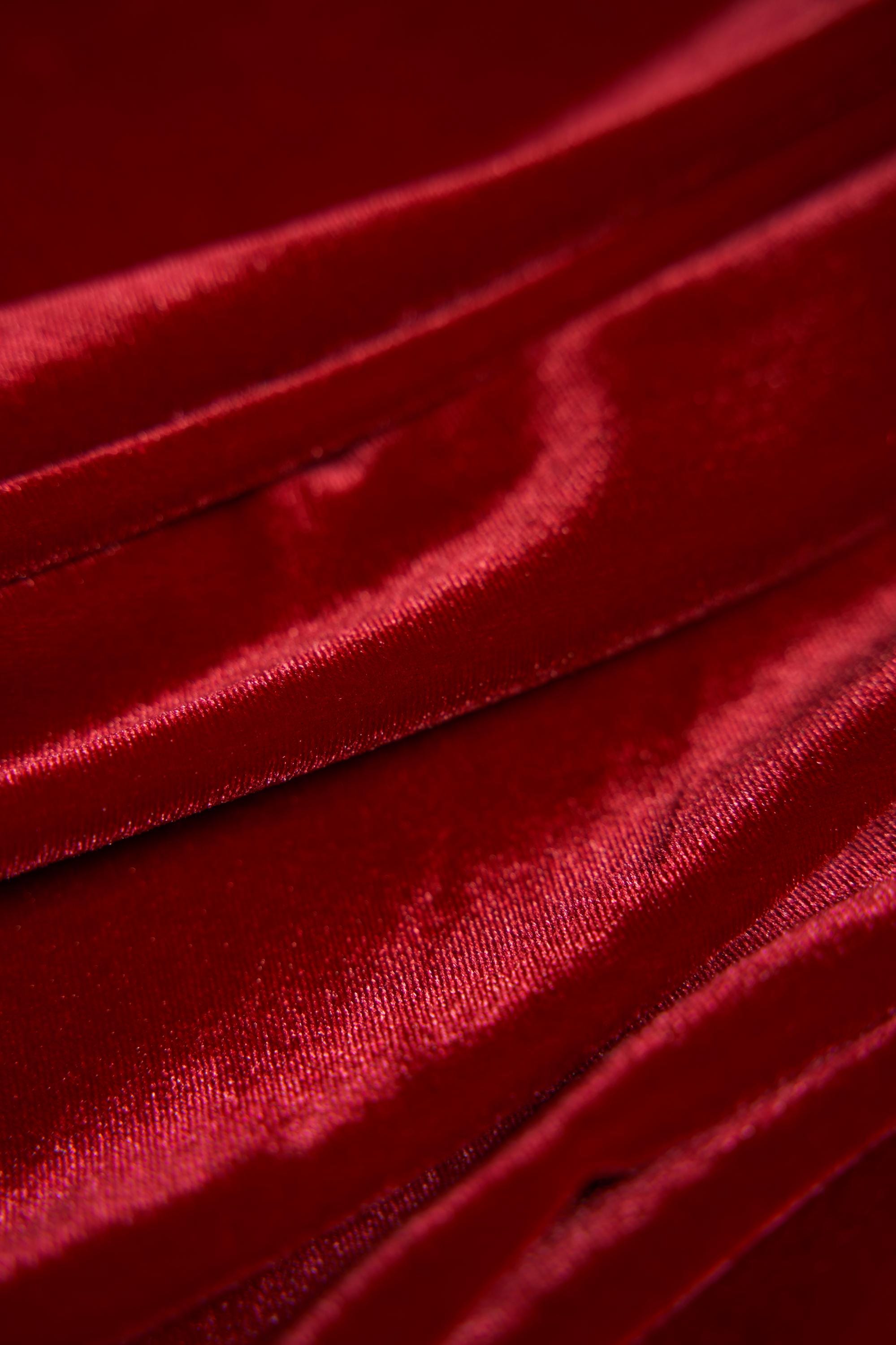 Deep Red Velvet Stretch Fabric- Soft Luxury 4 Way Stretch Velvet by the Yard for Costumes & Fashion Bows, Evening and Prom Dresses, Garments