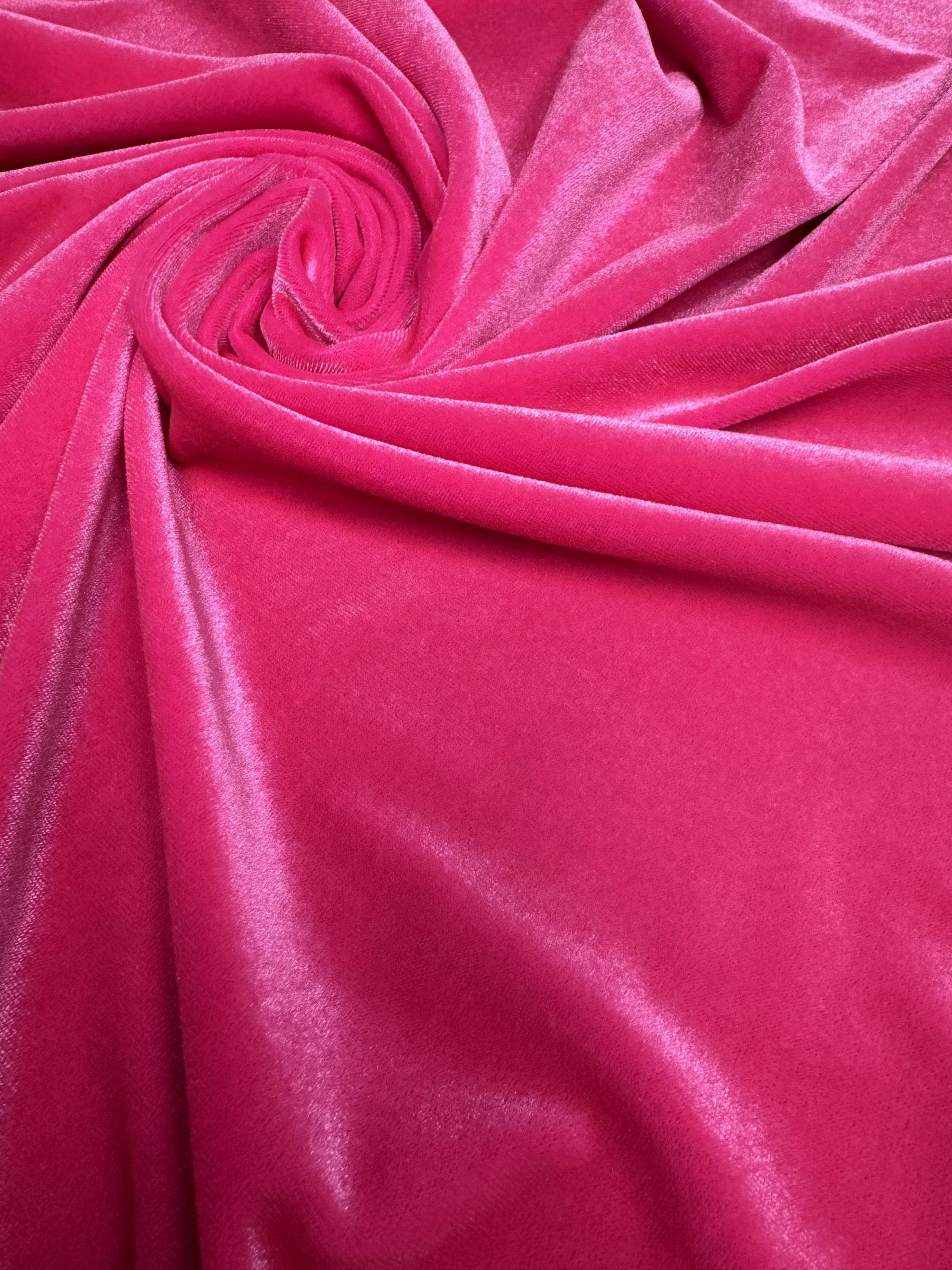 Hot Pink Soft 4-Way Stretch Velvet by the Yard for Costumes and Bows| Luxury Fashion Fabric for Evening and Prom Dresses. Fashion Costumes