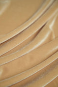 Load image into Gallery viewer, Light Gold Velvet Stretch Fabric by the Yard - Luxury 4-Way Stretch Velvet for Costumes, Bows, & Fashion Projects.
