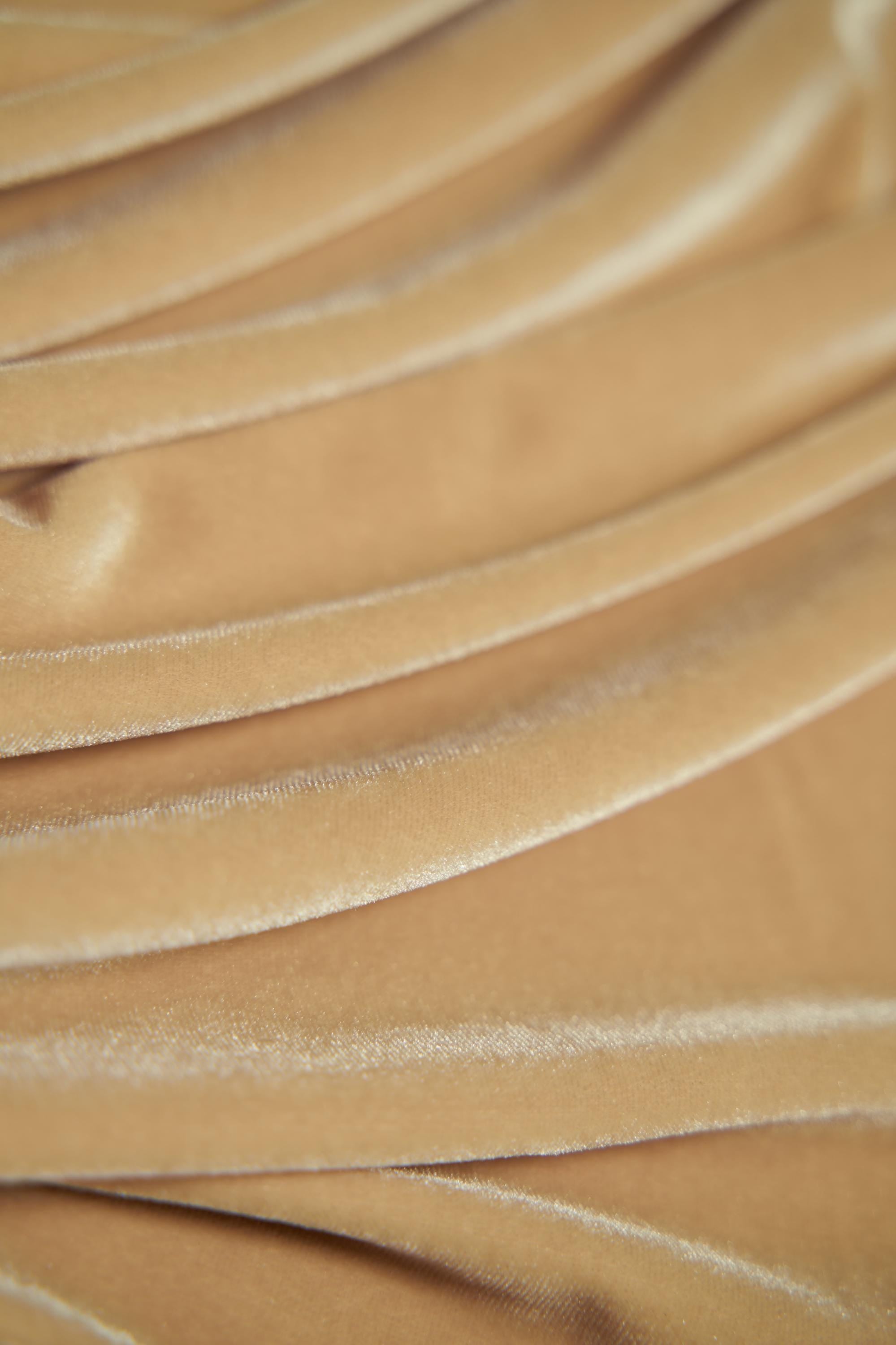 Light Gold Velvet Stretch Fabric by the Yard - Luxury 4-Way Stretch Velvet for Costumes, Bows, & Fashion Projects.