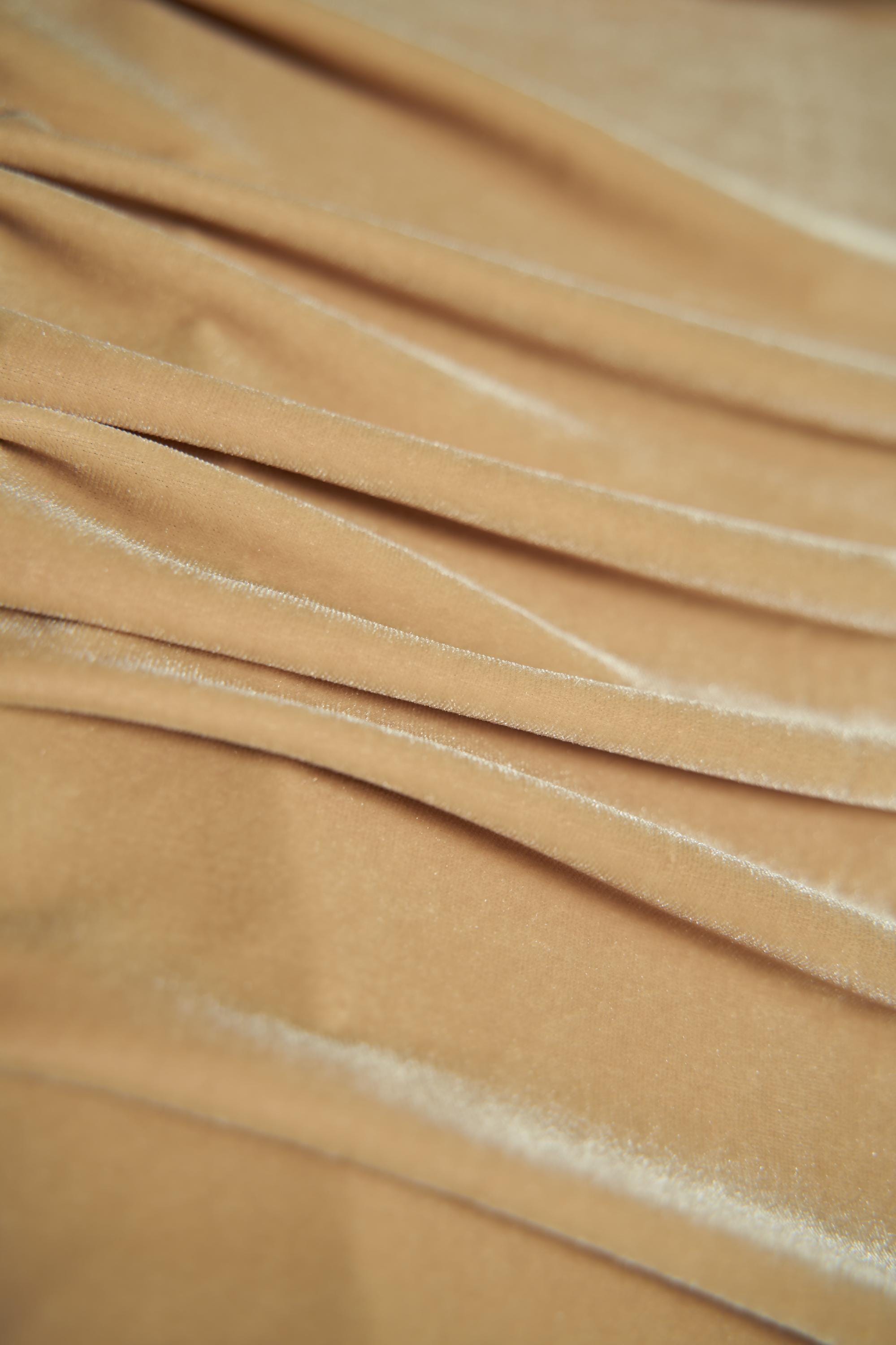 Light Gold Velvet Stretch Fabric by the Yard - Luxury 4-Way Stretch Velvet for Costumes, Bows, & Fashion Projects.