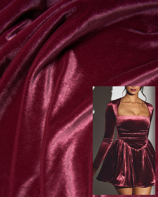 Mauve Velvet Fabric - Stretch 4 Way Luxury Velvet by the Yard for Fashion Apparel, Costumes & Fashion Bows, Evening and Prom Dresses