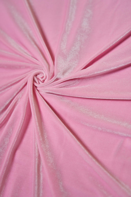 Soft Pink Stretch Velvet Fabric- 4-Way Stretch Dress Material | Perfect for Party Dresses and Crafts -By the Yard for Prom and Evening Gowns