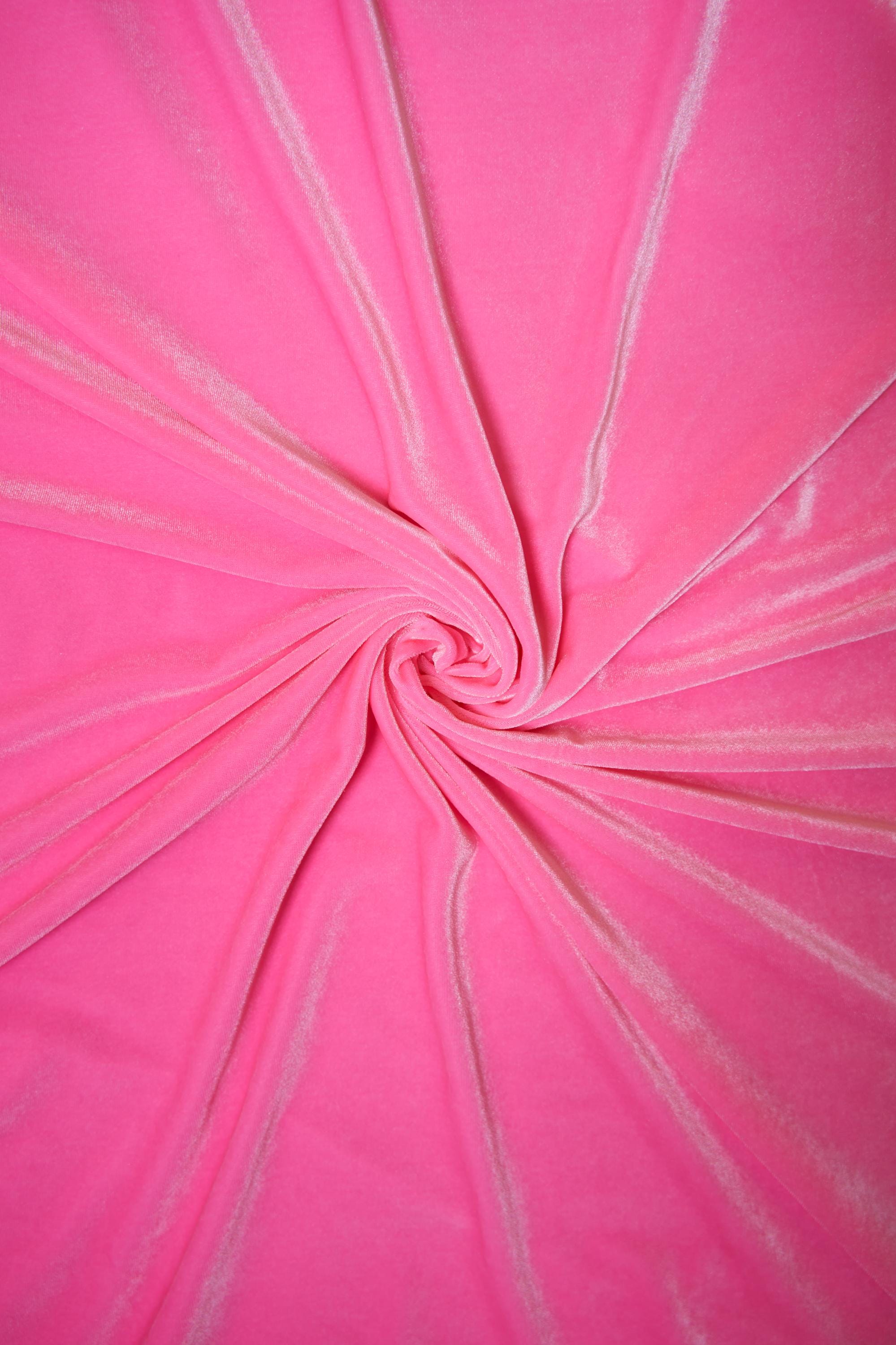 Barbie Pink Velvet Fabric by the Yard | Luxury Stretch Velvet for Dresses | Soft Velvet Fabric for Fashion, Prom and Evening Dresses