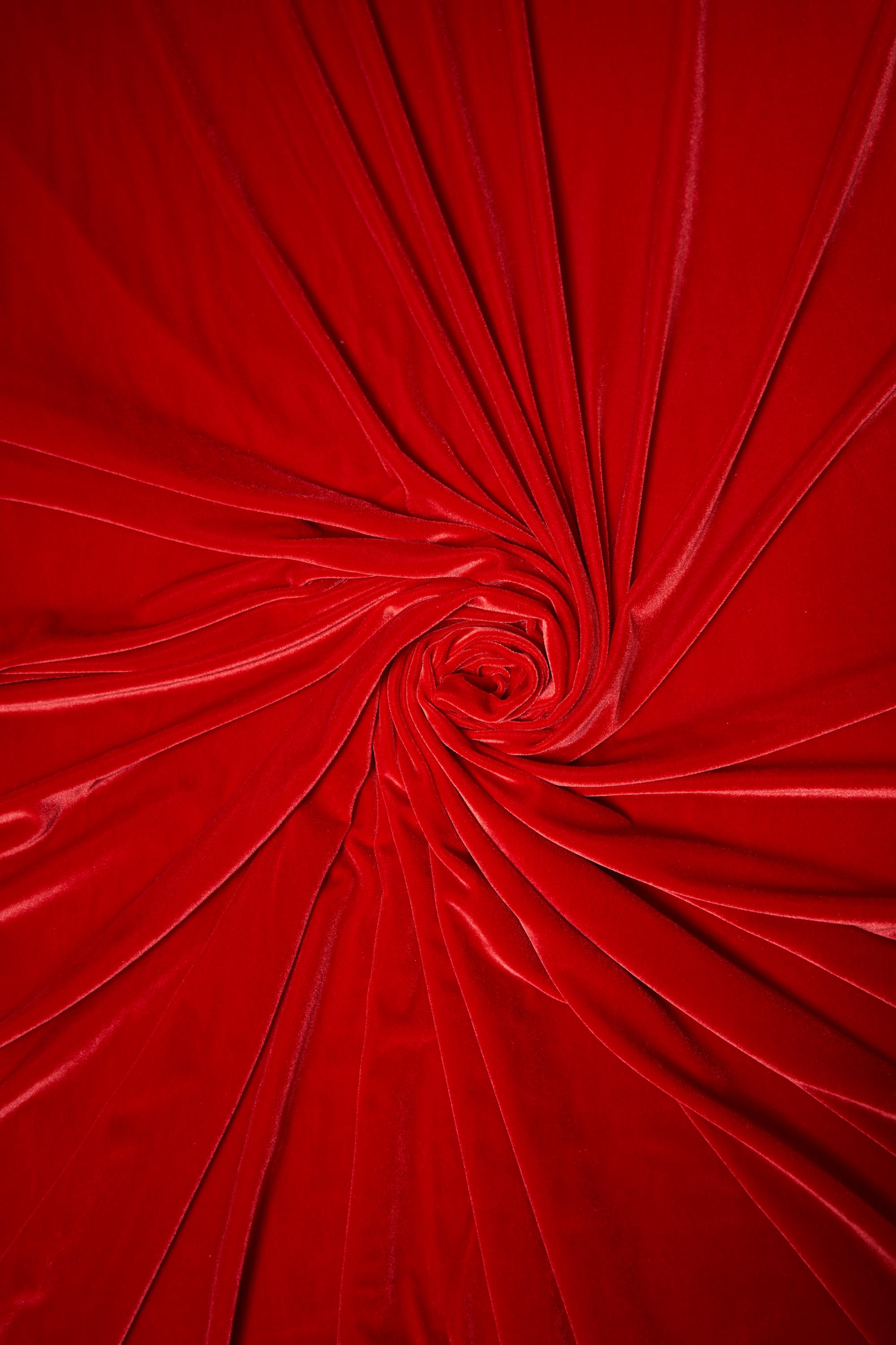 Red Stretch Velvet by the Yard | Luxurious Red Velvet Fabric for Apparel, Party, Prom and Evening Dresses. Premium Red Stretch Velvet Fabric