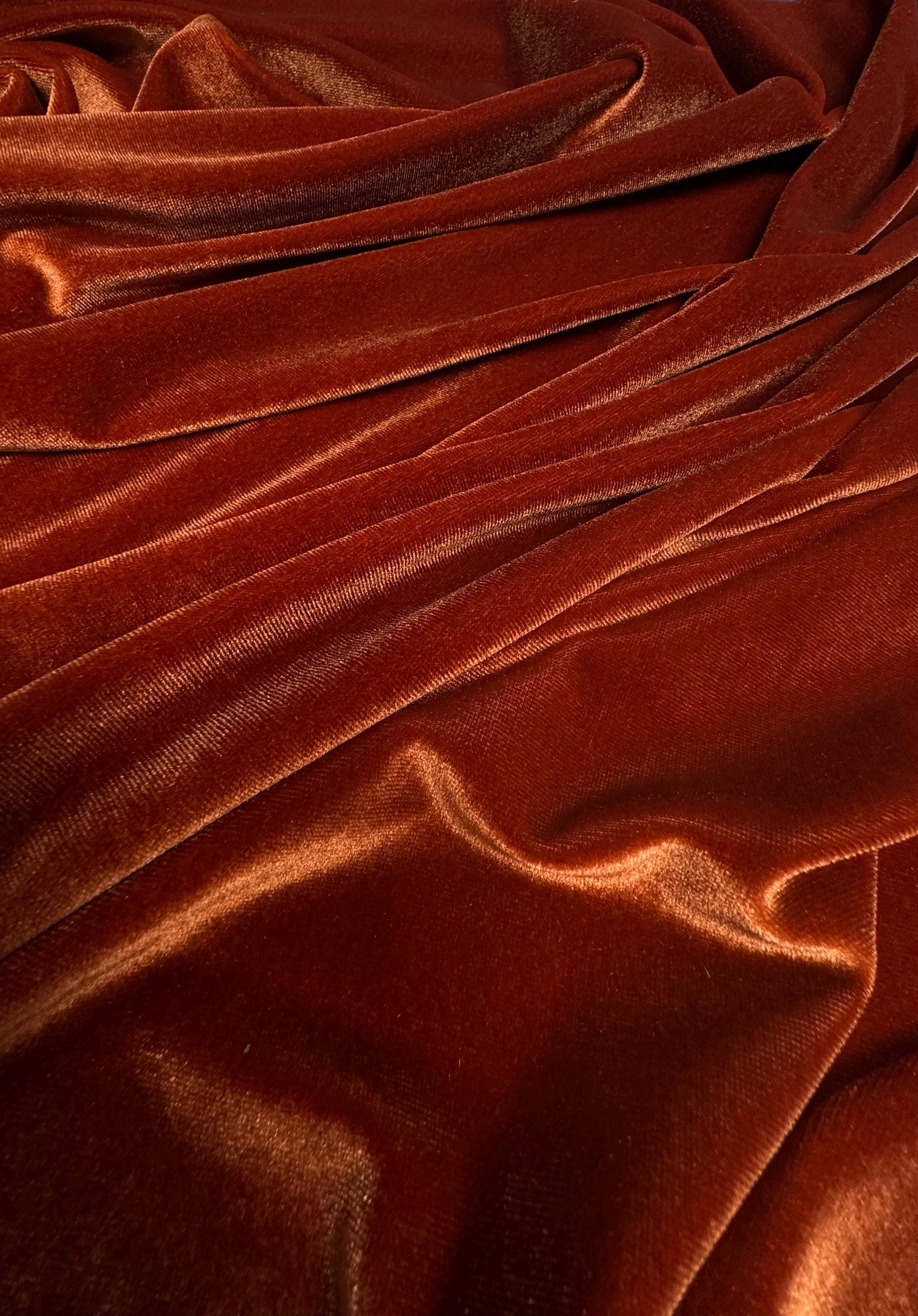 Rust Stretch Velvet Fabric - Premium Velvet by the Yard | Perfect for Party Dresses & Wedding Apparel, Prom Dresses, Evening Gowns. Costumes