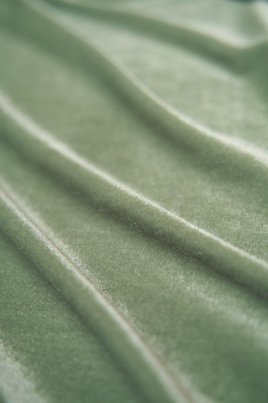 Sage Green Stretch Velvet Fabric-4 Way Stretch Soft Green Velvet by the Yard for Apparel & Crafts. Premium Velvet for Prom and Evening Gowns