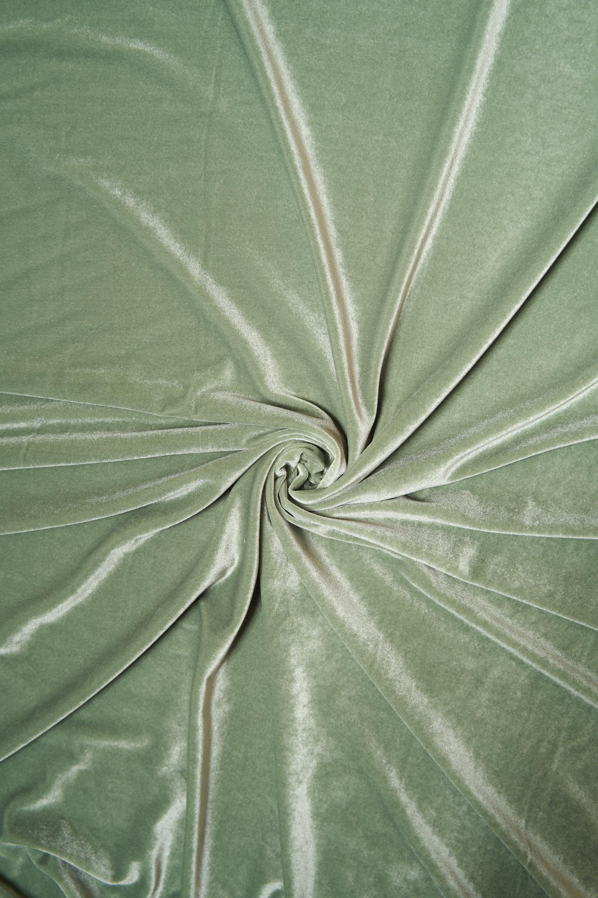 Sage Green Stretch Velvet Fabric-4 Way Stretch Soft Green Velvet by the Yard for Apparel & Crafts. Premium Velvet for Prom and Evening Gowns