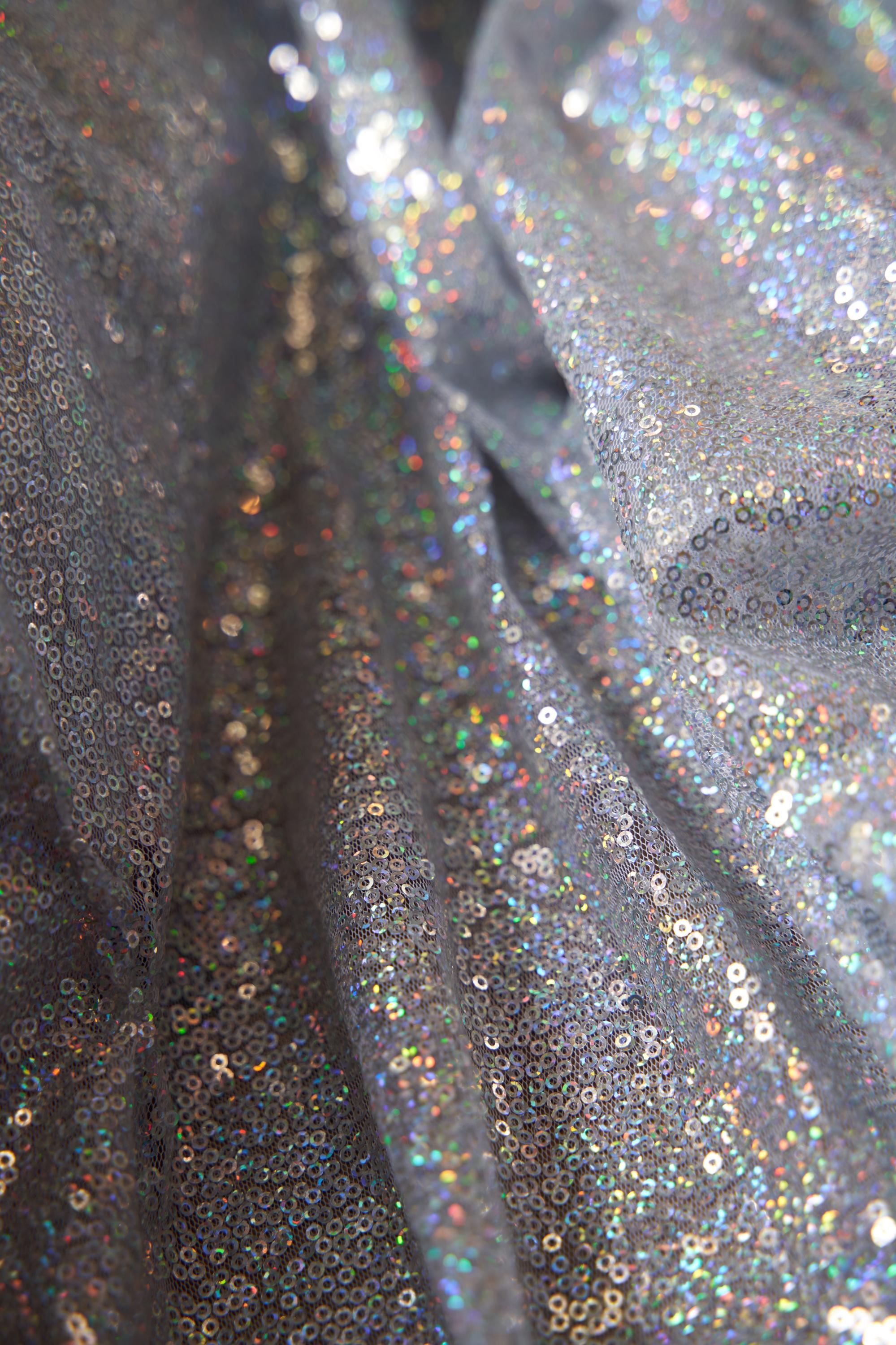 Silver Sequin Fabric | Iridescent Glitter Fabric for Clothing | Fashio NEXTSTYLE FABRICS Silver Sequin Fabric | Iridescent Glitter Fabric for Clothing | Fashio NEXTSTYLE FABRICS