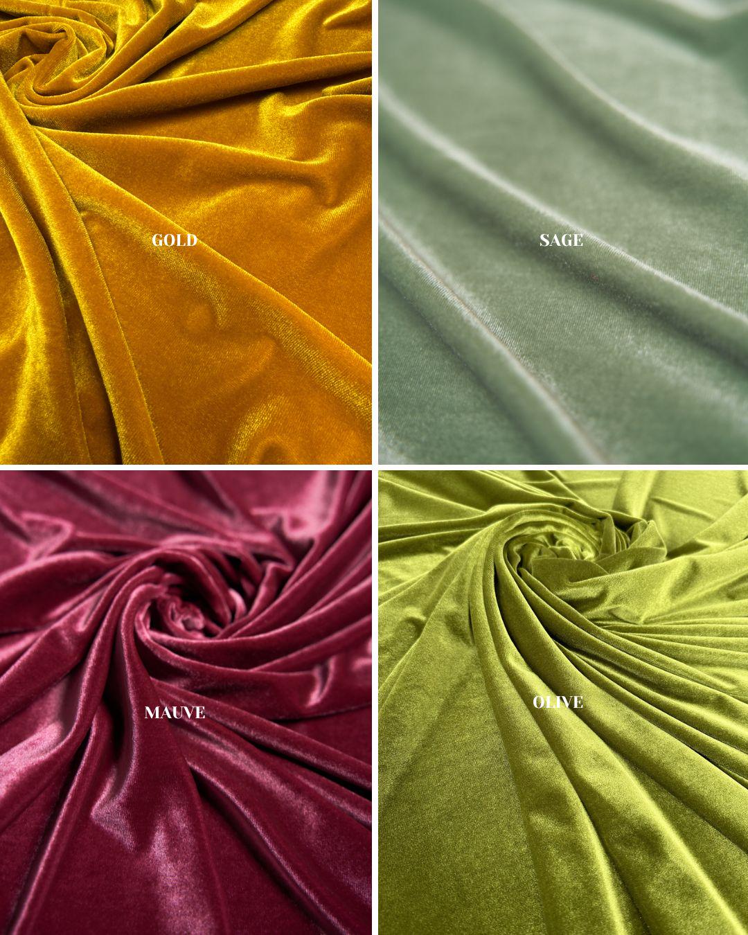 Stretchy Velvet Fabric | Soft Velvet Fabric by the Yard | Luxury 4-Way Stretch Velvet Colors Collection for Costumes & Bows, Prom Dresses