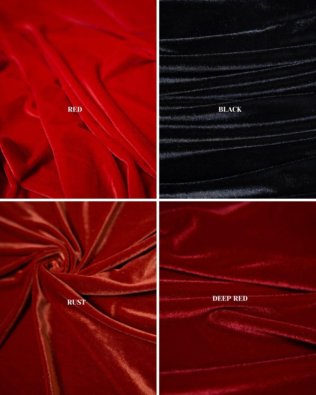 Stretchy Velvet Fabric | Soft Velvet Fabric by the Yard | Luxury 4-Way Stretch Velvet Colors Collection for Costumes & Bows, Prom Dresses