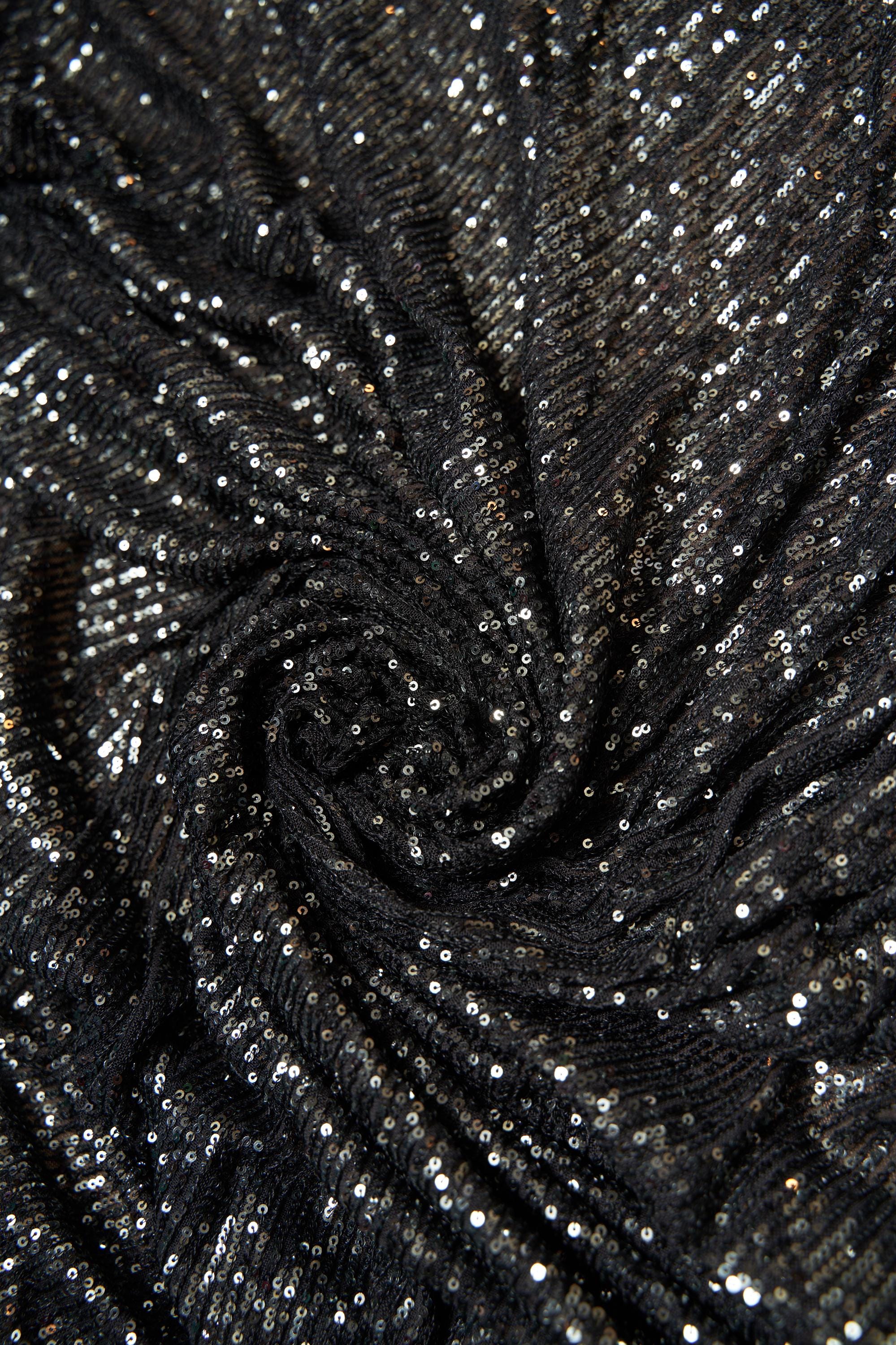 Iridescent Black Grey Striped Sequin Stretch Mesh Fabric  Sparkling Sequin Mesh for Dresses, Costumes, Gowns, and DIY Projects, Prom