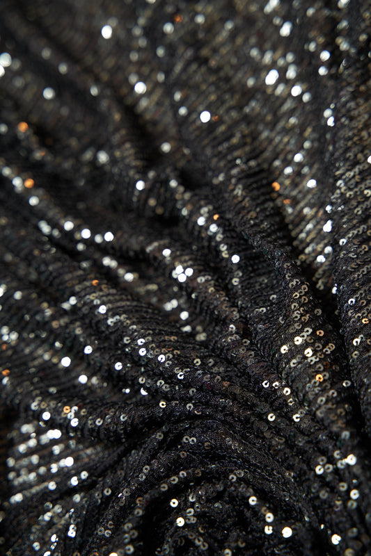 Iridescent Black Grey Striped Sequin Stretch Mesh Fabric  Sparkling Sequin Mesh for Dresses, Costumes, Gowns, and DIY Projects, Prom