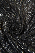 Load image into Gallery viewer, Iridescent Black Grey Striped Sequin Stretch Mesh Fabric  Sparkling Sequin Mesh for Dresses, Costumes, Gowns, and DIY Projects, Prom
