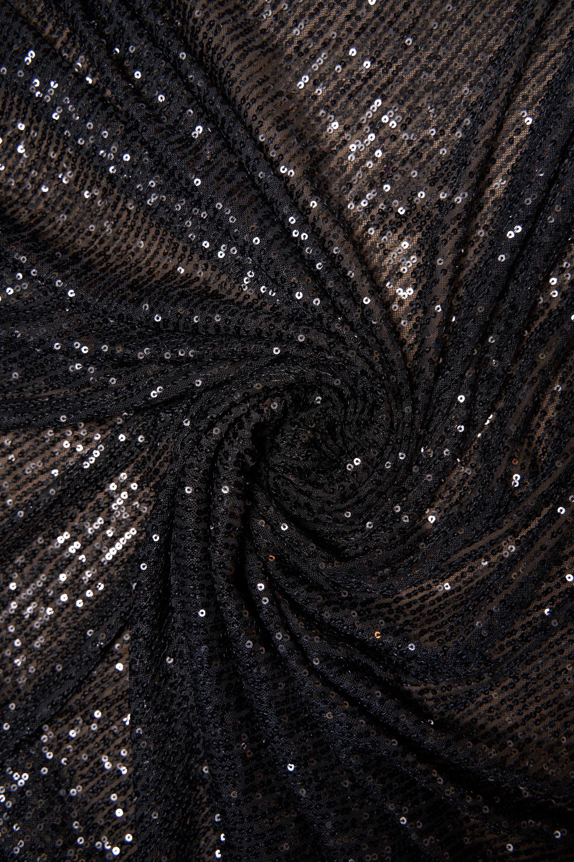 Iridescent Black Striped Sequin Stretch Mesh Fabric  Sparkling Sequin Mesh for Dresses, Costumes, Gowns, and DIY Projects, Prom