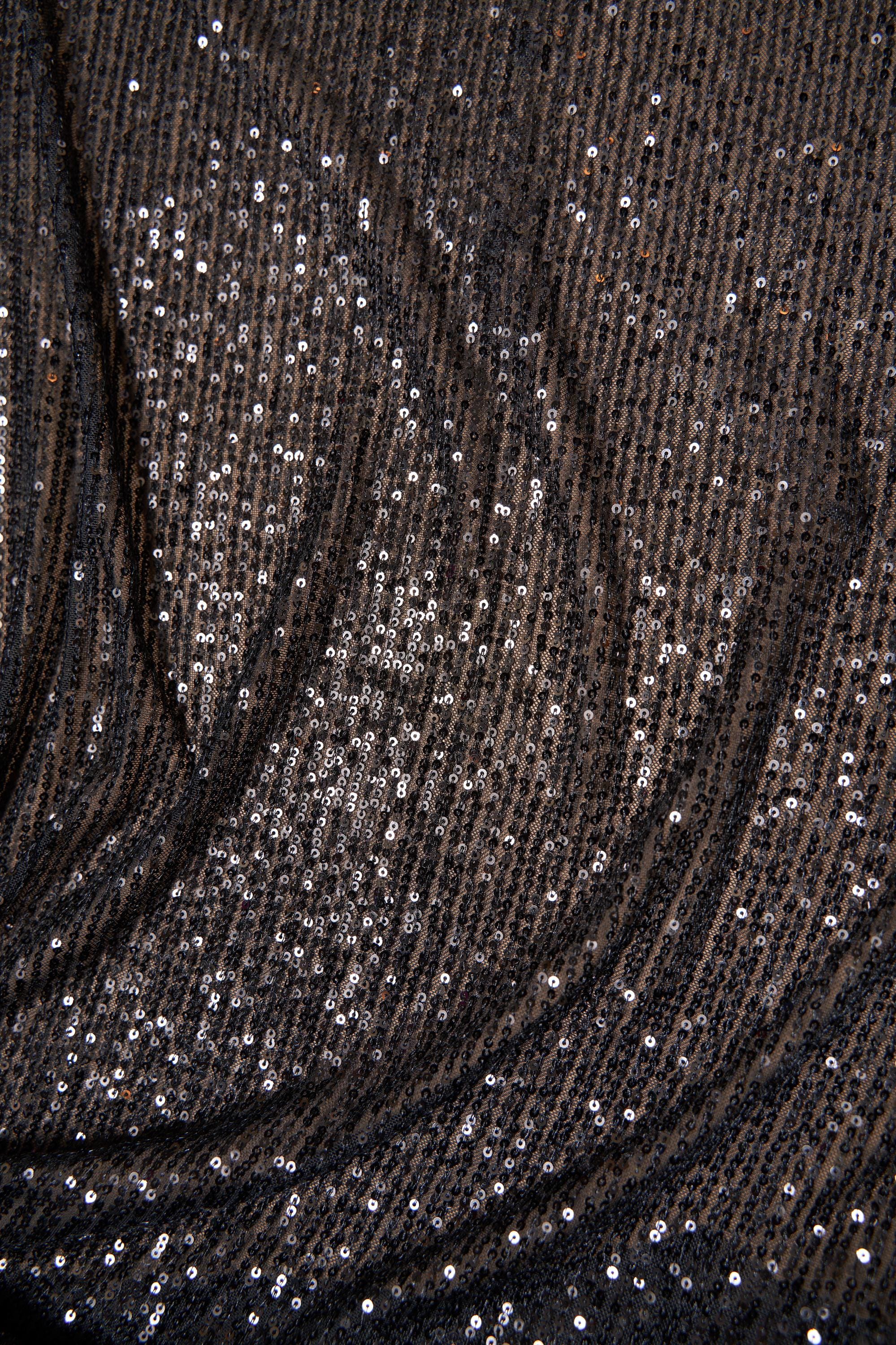 Iridescent Black Striped Sequin Stretch Mesh Fabric  Sparkling Sequin Mesh for Dresses, Costumes, Gowns, and DIY Projects, Prom