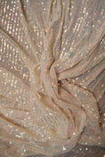 Load image into Gallery viewer, Iridescent Striped Sequin Fabric on Stretch Mesh  Sparkly Sequin Fabric for Dresses, Gowns, Costumes, Bridal, Evening Wear, Prom Dresses
