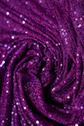 Load image into Gallery viewer, Iridescent Plum Striped Sequin Fabric on Stretch Mesh - Shiny Glitter Sequins for Sewing, Crafting, Apparel, Costumes, DIY Projects, Prom
