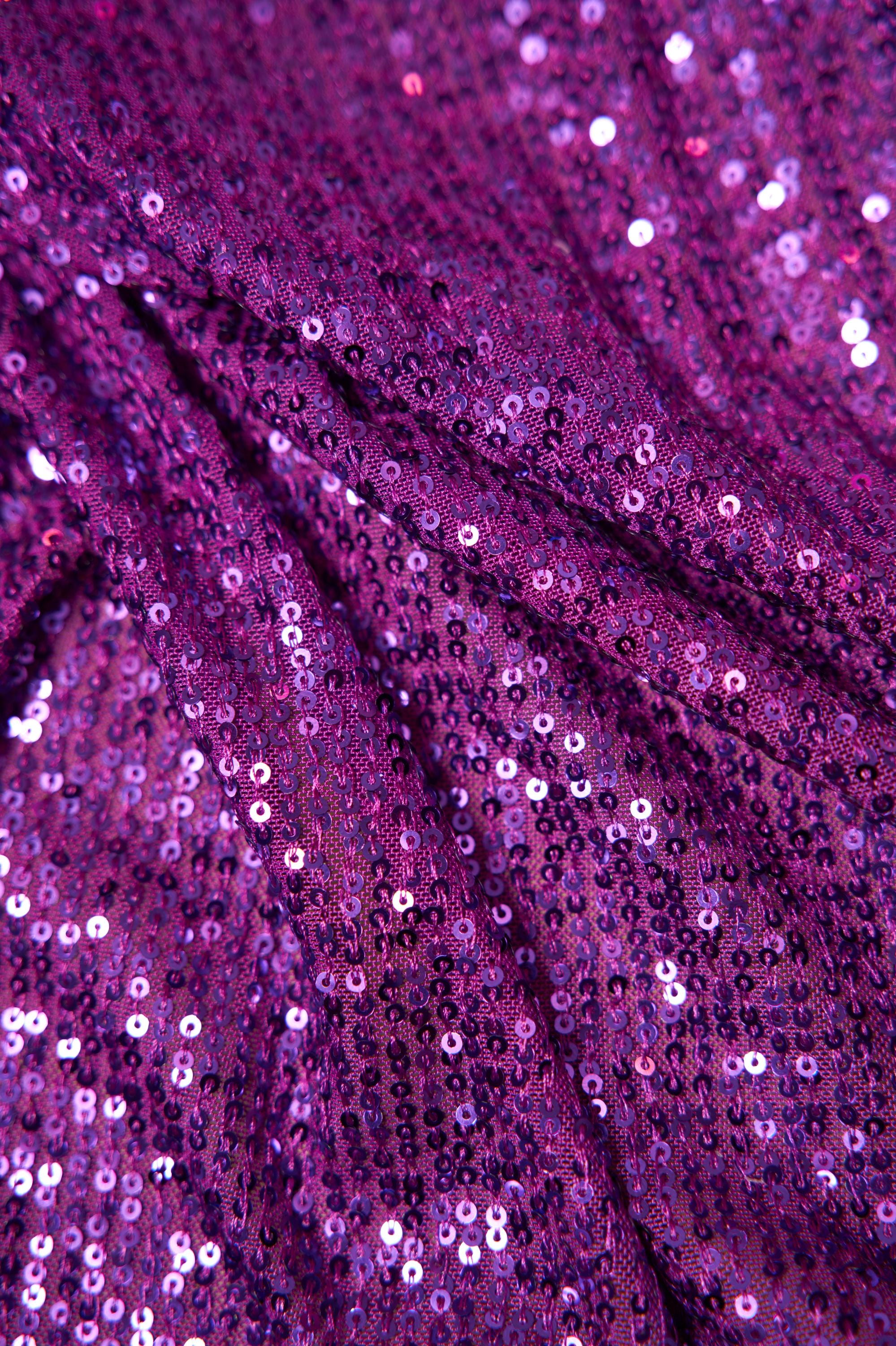 Iridescent Plum Striped Sequin Fabric on Stretch Mesh - Shiny Glitter Sequins for Sewing, Crafting, Apparel, Costumes, DIY Projects, Prom