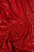 Load image into Gallery viewer, Iridescent Red Striped Sequin Fabric on Stretch Mesh - Shiny Glitter Sequins for Sewing, Crafting, Apparel, Costumes, DIY Projects. Prom
