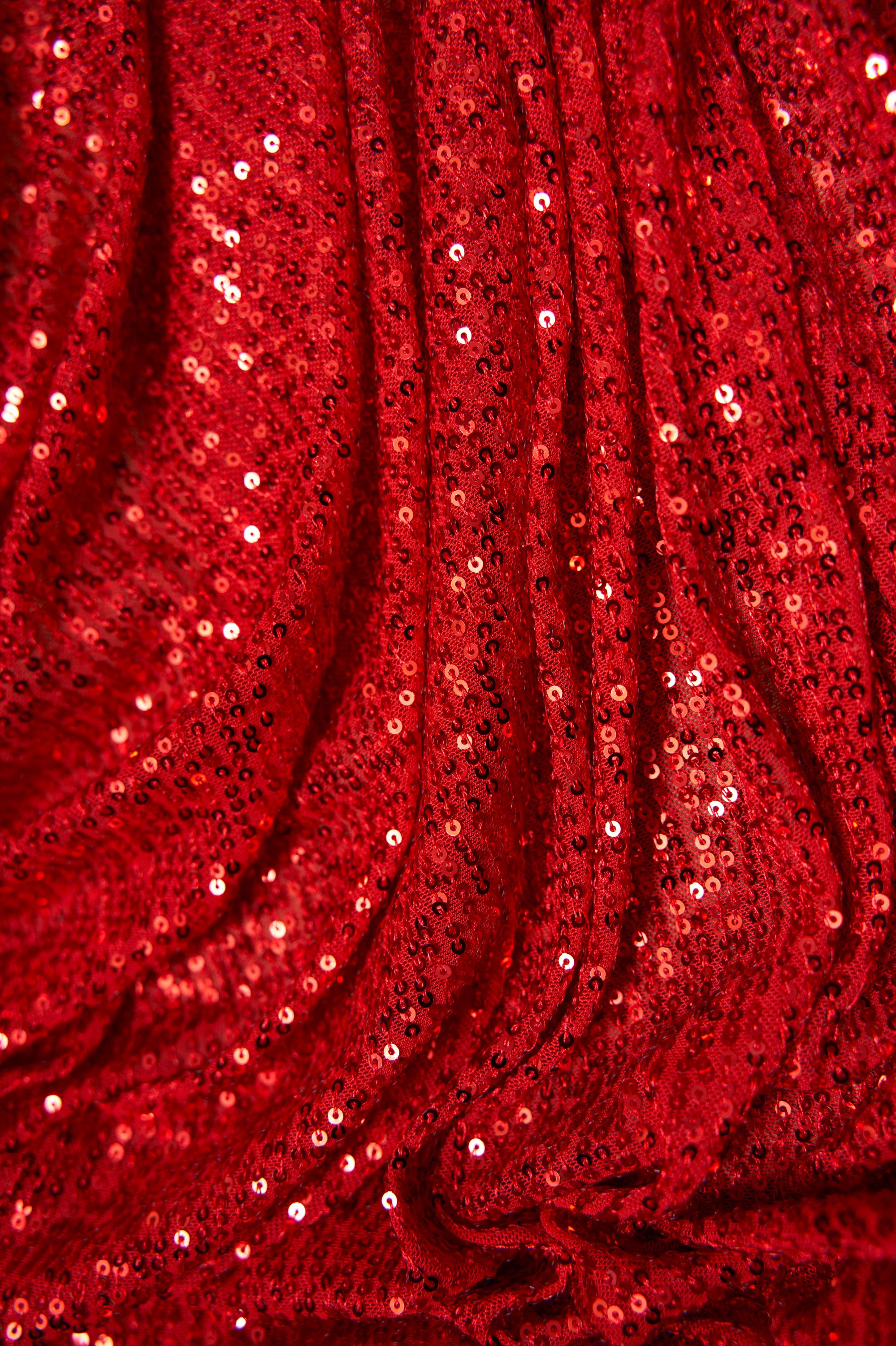 Iridescent Red Striped Sequin Fabric on Stretch Mesh - Shiny Glitter Sequins for Sewing, Crafting, Apparel, Costumes, DIY Projects. Prom