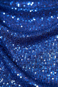 Load image into Gallery viewer, Iridescent  Royal Blue Striped Sequin Fabric on Stretch Mesh - Shiny Glitter Sequins for Sewing, Crafting, Apparel, Costumes, DIY Projects.
