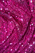 Load image into Gallery viewer, Iridescent Magenta Striped Sequin Fabric on Stretch Mesh - Shiny Glitter Sequins for Sewing, Crafting, Apparel, Costumes, DIY Projects. Prom
