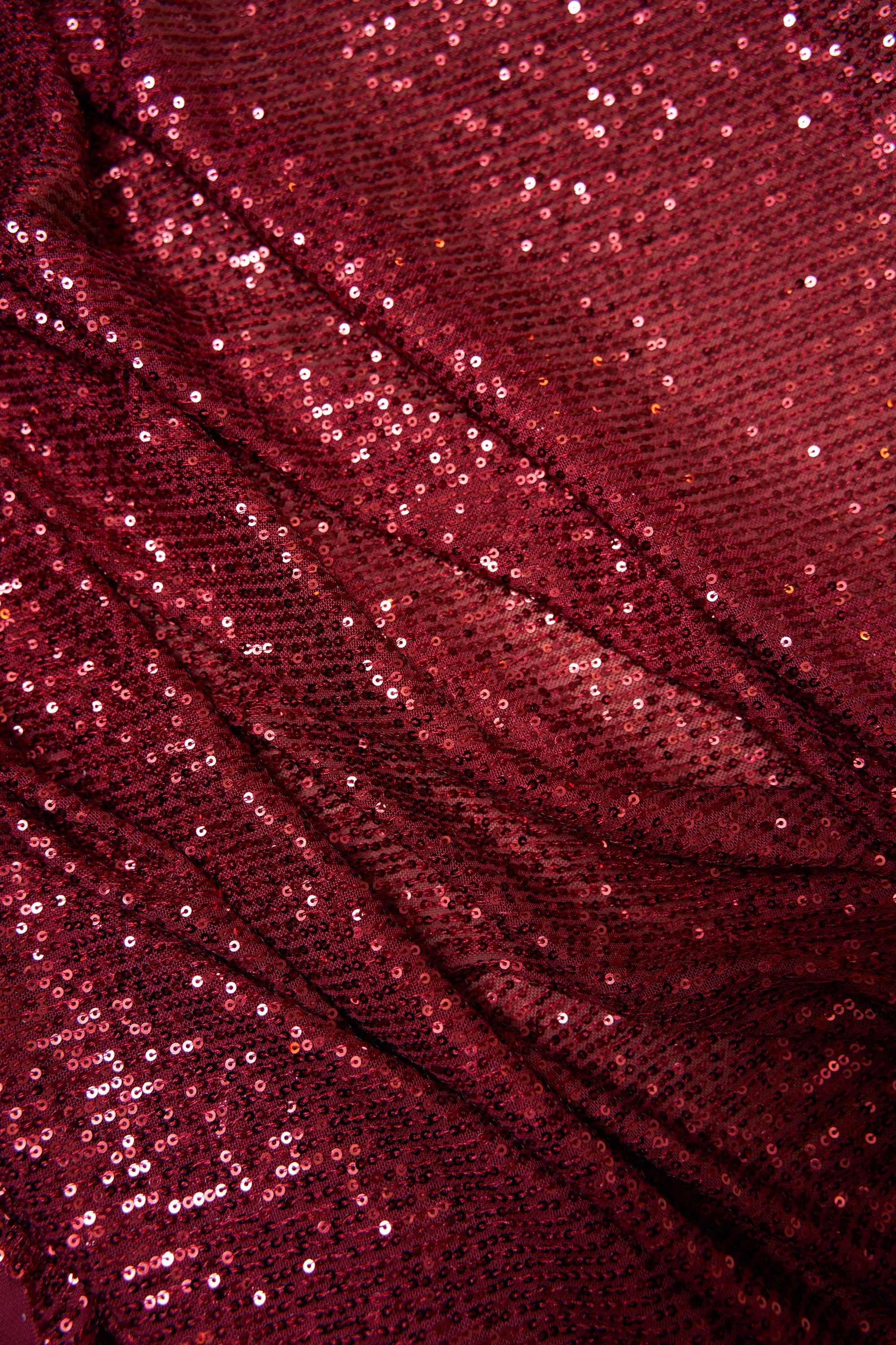 Iridescent Ruby Striped Sequin Fabric on Stretch Mesh - Shiny Glitter Sequins for Sewing, Crafting, Apparel, Costumes, DIY Projects, Prom.