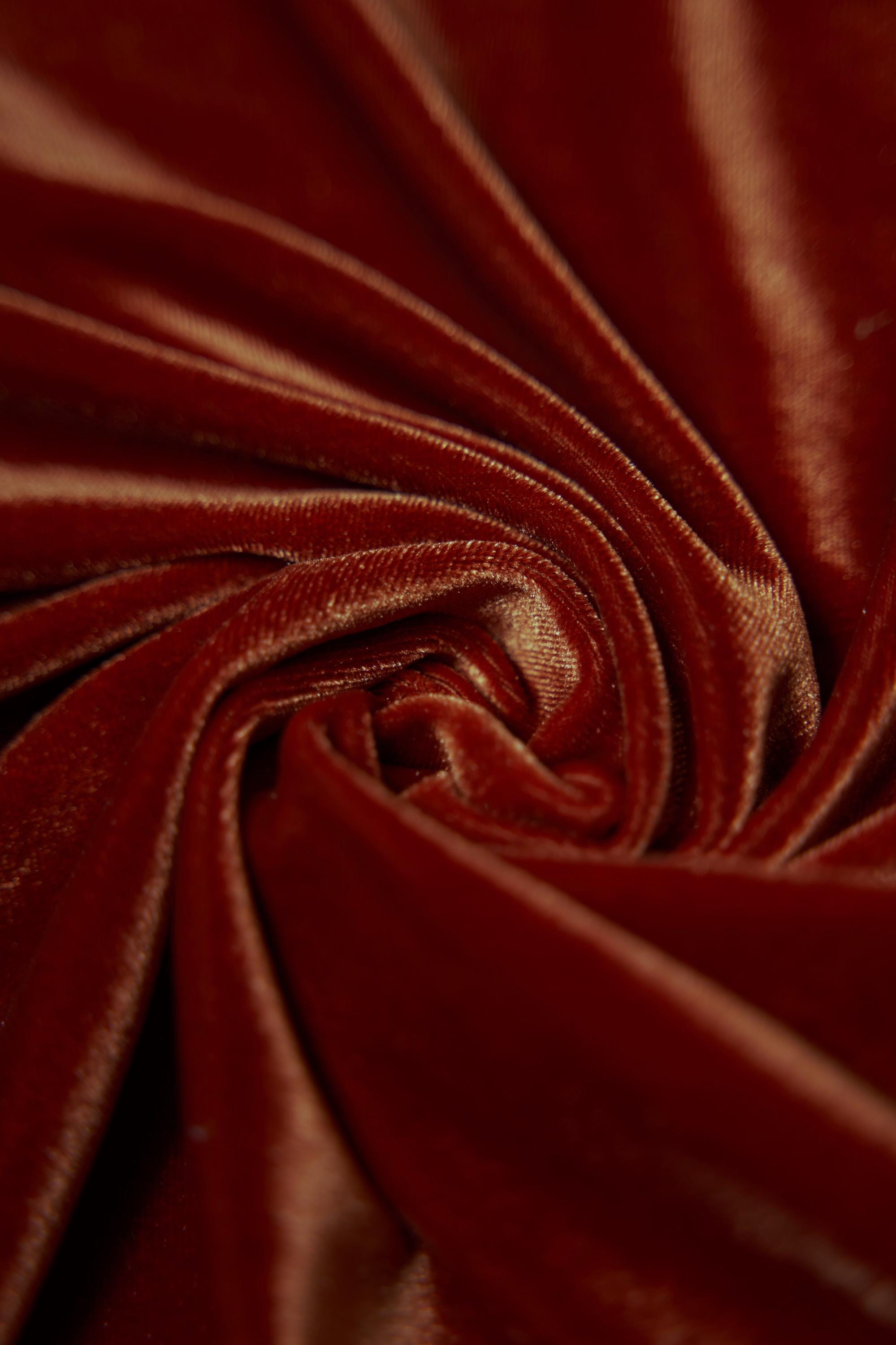 Rust Stretch Velvet Fabric - Premium Velvet by the Yard | Perfect for Party Dresses & Wedding Apparel, Prom Dresses, Evening Gowns. Costumes