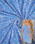 Load image into Gallery viewer, Baby Blue Iridescent Fabric, Velvet Sequin Fabric, Stretch Velvet Fabric by the Yard, Luxury 2 Way Stretch Velvet Fashion Fabric
