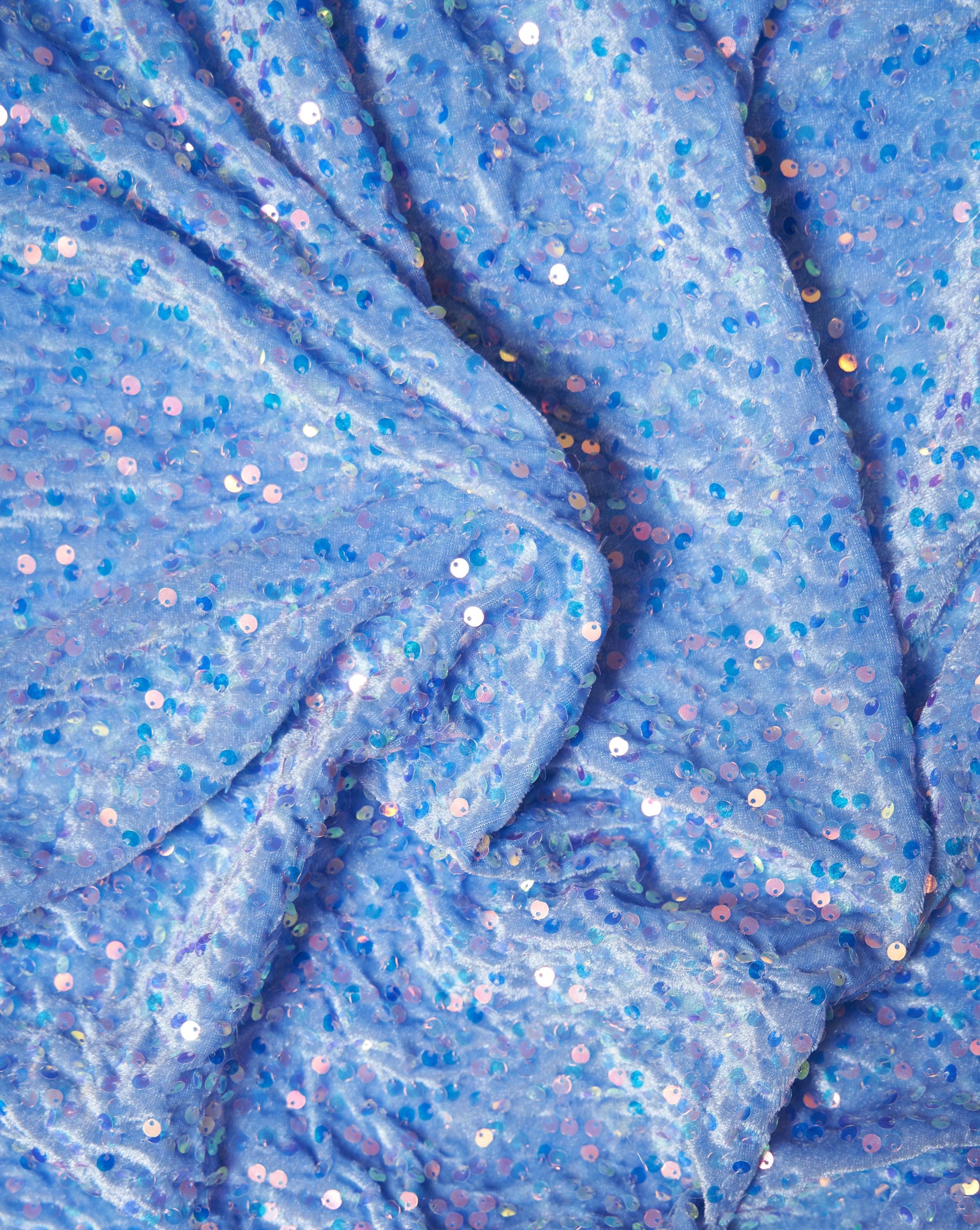 Baby Blue Iridescent Fabric, Velvet Sequin Fabric, Stretch Velvet Fabric by the Yard, Luxury 2 Way Stretch Velvet Fashion Fabric