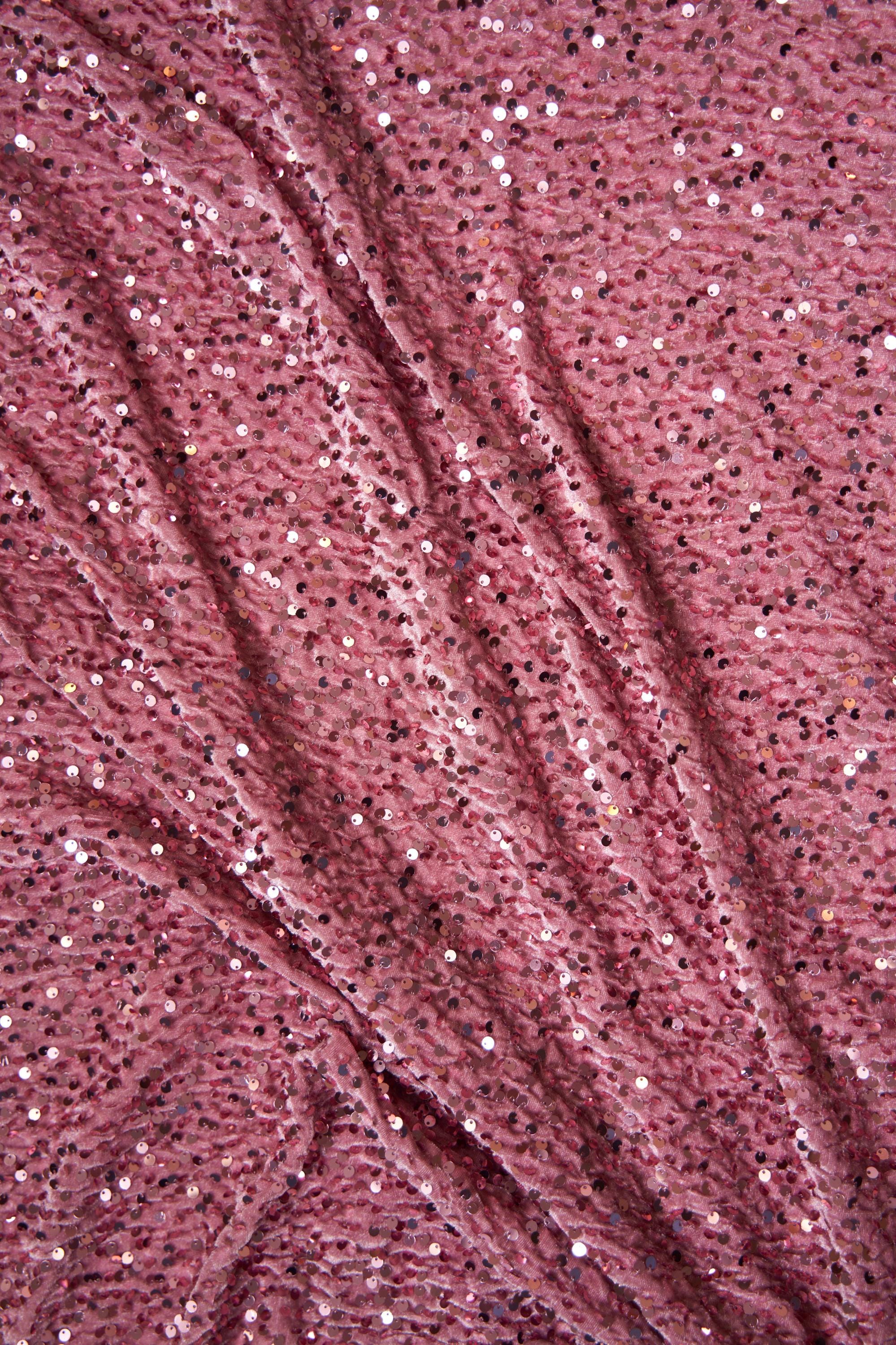 Dusty Rose Velvet Fabric, Sequin Fabric, Stretch Velvet Fabric by the Yard, Festival Fabric, Luxury 2 Way Stretch Velvet Fashion Fabric