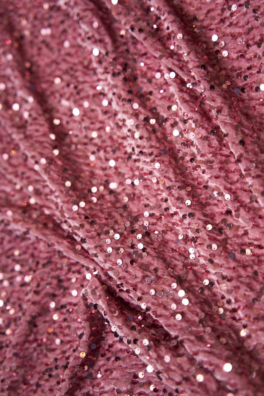 Dusty Rose Velvet Fabric, Sequin Fabric, Stretch Velvet Fabric by the Yard, Festival Fabric, Luxury 2 Way Stretch Velvet Fashion Fabric