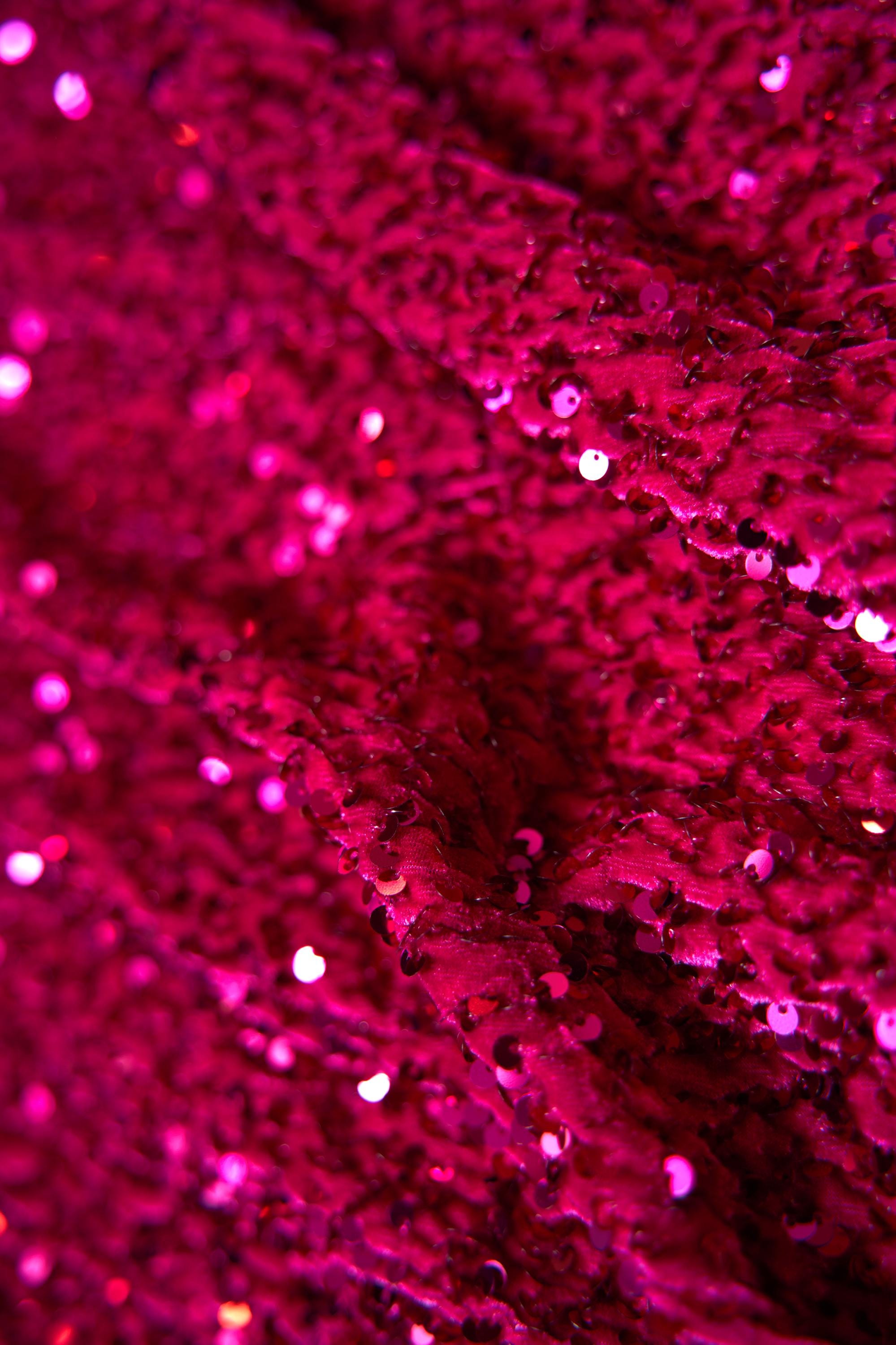 Fuchsia Velvet Fabric, Sequin Fabric, Prom Dress Fabric by the Yard, Festival Wear, Luxury 2 Way Stretch Velvet Wedding Fabric