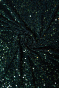 Load image into Gallery viewer, Hunter Green Velvet Sequin Fabric, Stretch Fabric by the Yard, Shiny Sequin Fabric, Modern Designer Fabric, Fashion Fabric

