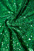 Load image into Gallery viewer, Kelly Green Sequins Velvet Fabric, Stretch Velvet Fashion Fabric, Fabric by the Yard, Shiny Sequin Fabric, Luxury Fabric
