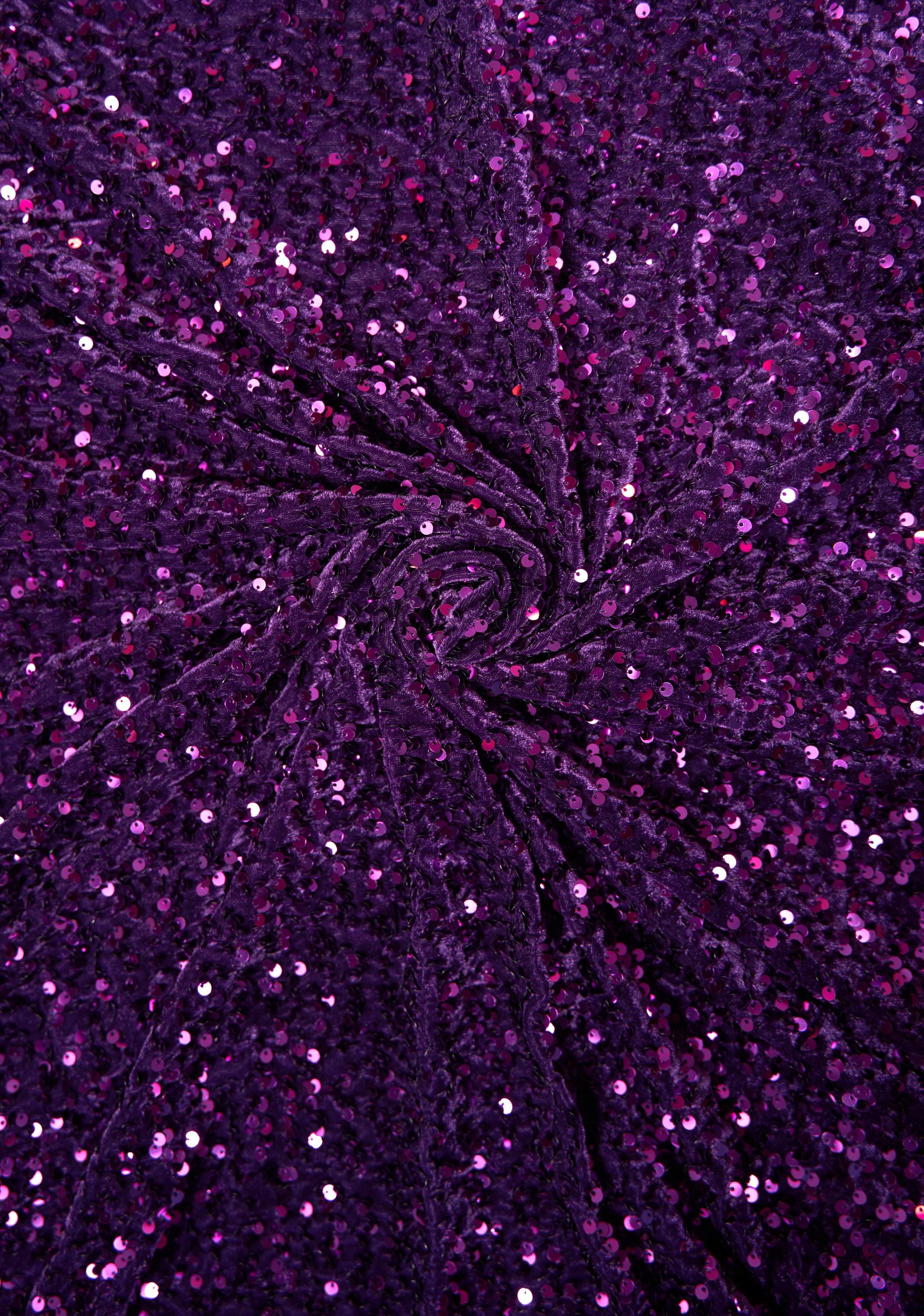 Plum Velvet Sequin Fabric, Stretch Velvet Fabric by the Yard, Luxury Fashion Fabric, Modern Shiny Fabric for Dresses