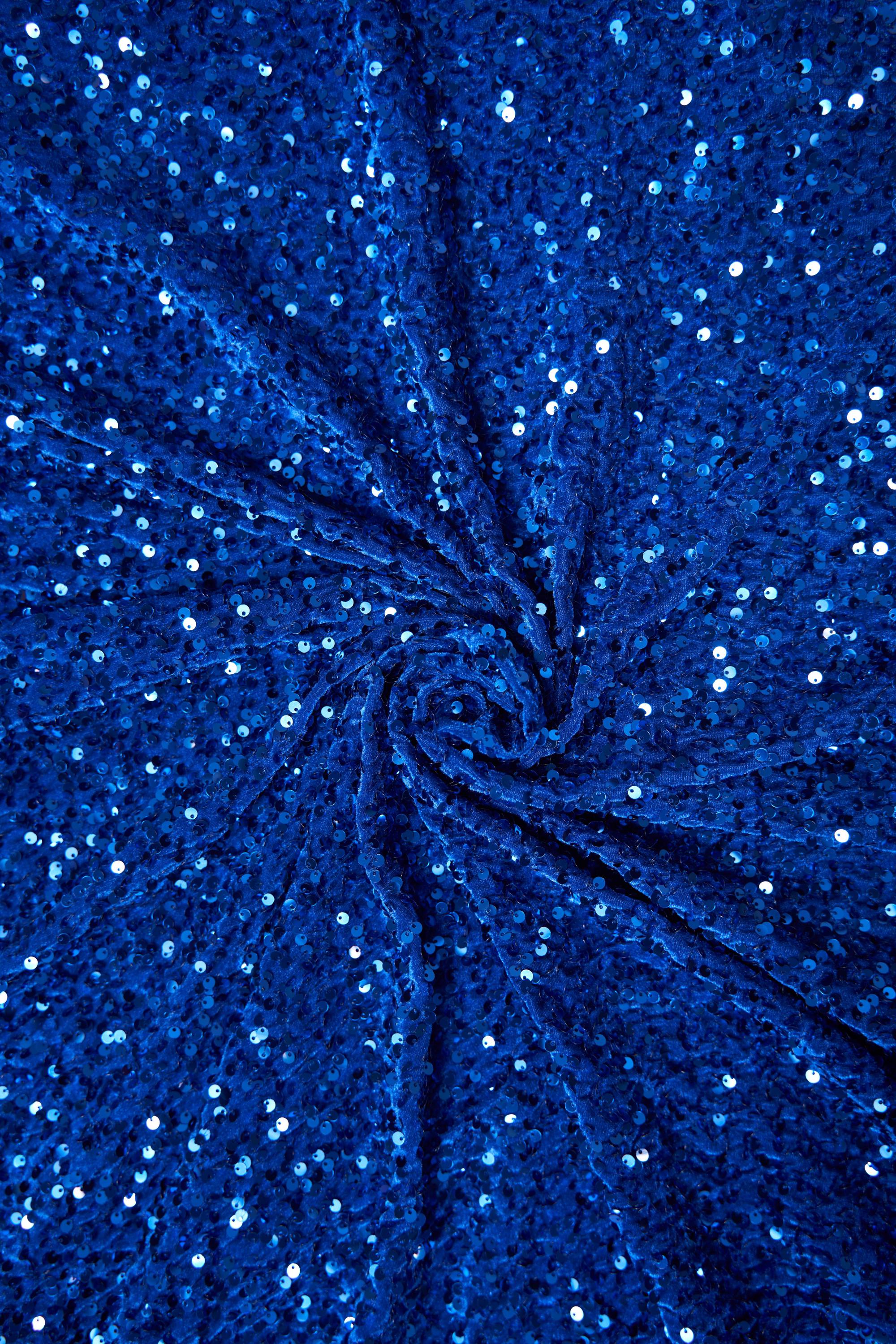 Royal Blue Sequin Velvet Fabric, Blue Iridescent Fabric by the Yard, Luxury Velvet Fabric, Modern Next Style Fabric