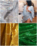 Load image into Gallery viewer, Iridescent Sequin Fabric by the Yard | Glitz Stretch Sequins on Mesh | Shiny Sequin Fabric for Weddings and Events. Prom and evening Dresses
