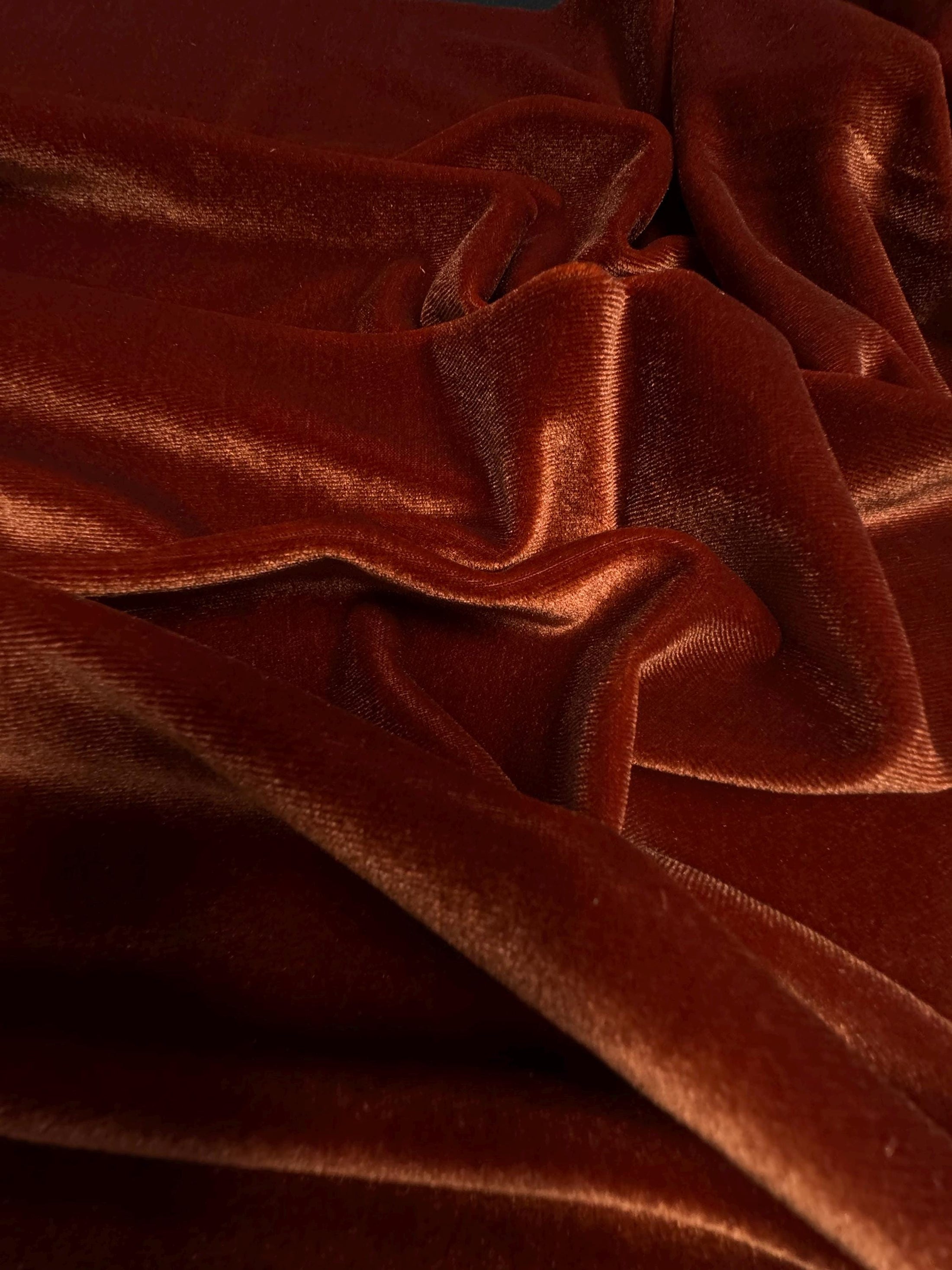 Rust Stretch Velvet Fabric - Premium Velvet by the Yard | Perfect for Party Dresses & Wedding Apparel, Prom Dresses, Evening Gowns. Costumes