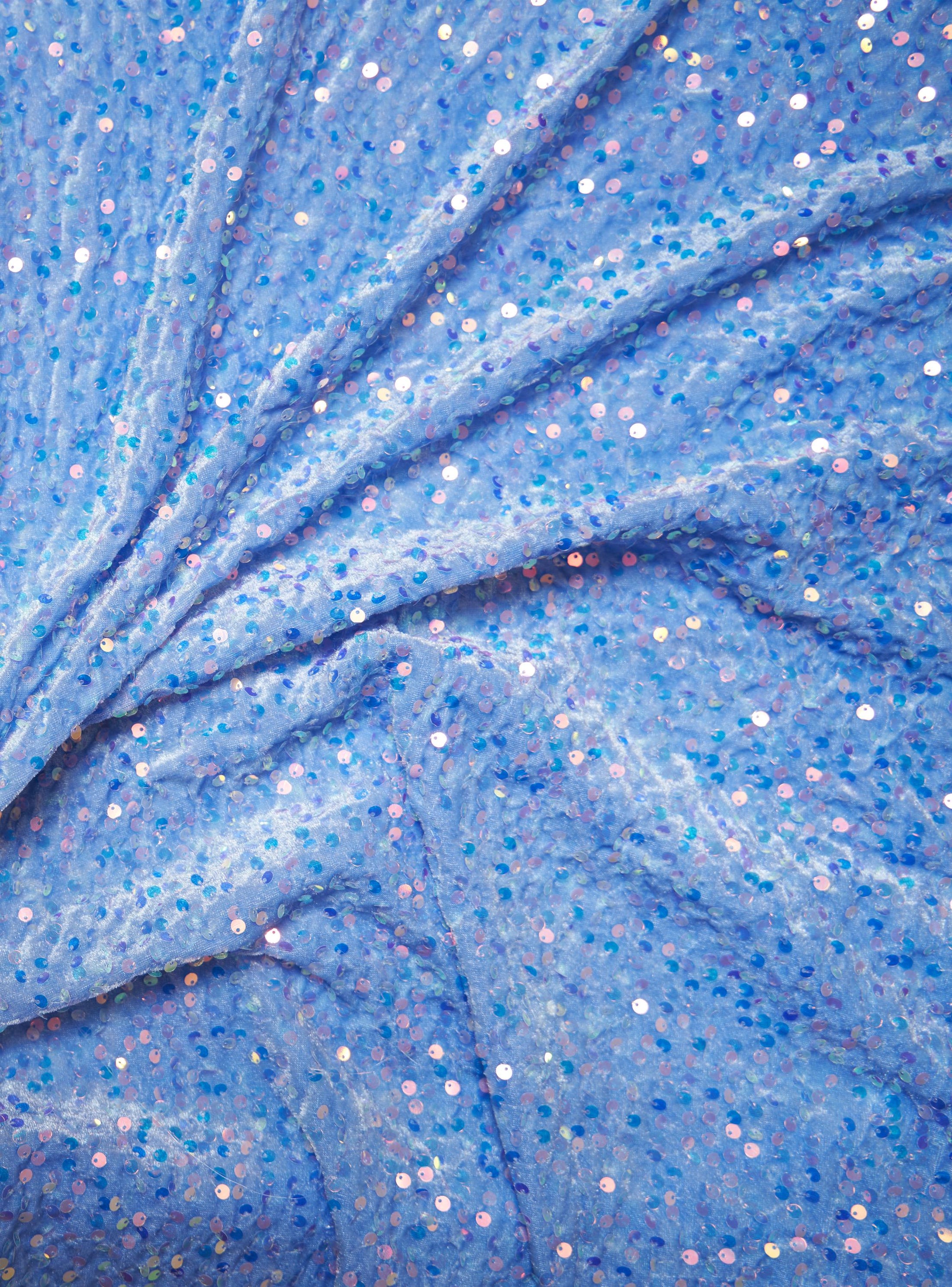 Baby Blue Iridescent Fabric, Velvet Sequin Fabric, Stretch Velvet Fabric by the Yard, Luxury 2 Way Stretch Velvet Fashion Fabric