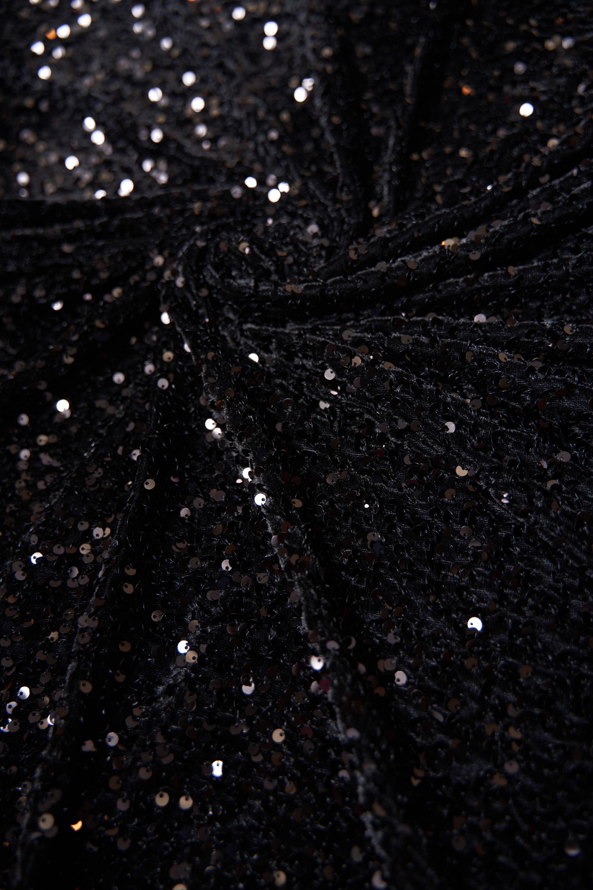 Black Velvet Sequin Fabric, Stretch Velvet Fabric by the Yard, Festival Wear, Dance Fabric, Luxury 2 Way Stretch Velvet Fashion Fabric