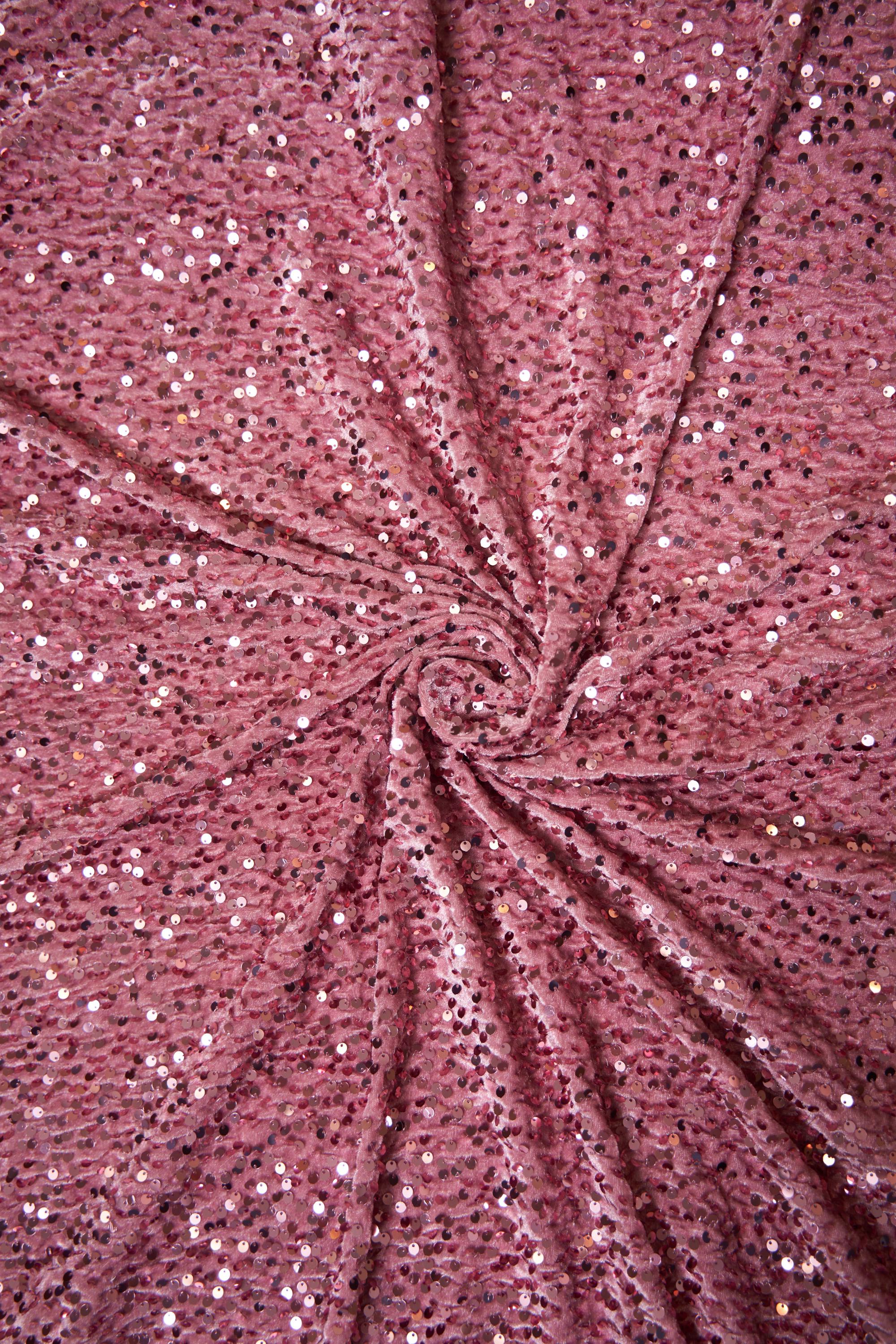 Dusty Rose Velvet Fabric, Sequin Fabric, Stretch Velvet Fabric by the Yard, Festival Fabric, Luxury 2 Way Stretch Velvet Fashion Fabric