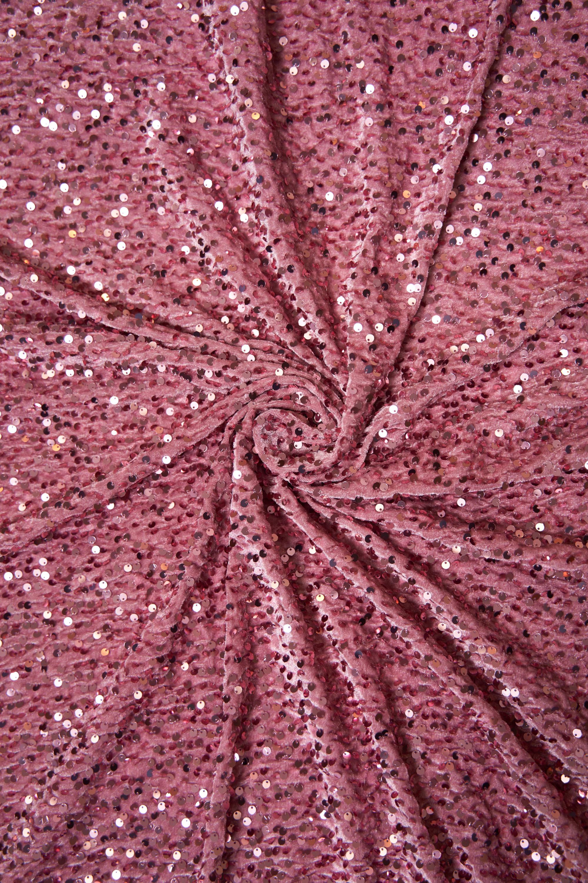 Dusty Rose Velvet Fabric, Sequin Fabric, Stretch Velvet Fabric by the Yard, Festival Fabric, Luxury 2 Way Stretch Velvet Fashion Fabric