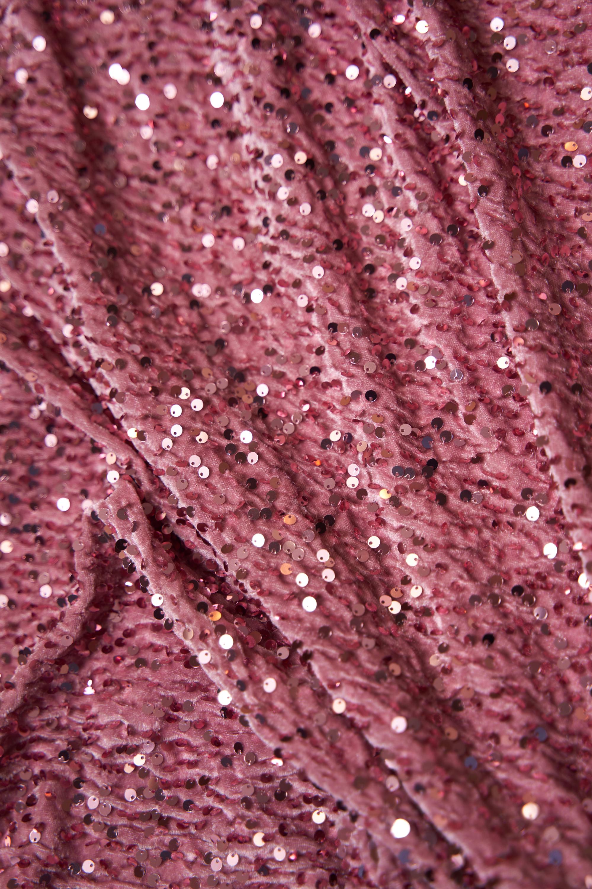 Dusty Rose Velvet Fabric, Sequin Fabric, Stretch Velvet Fabric by the Yard, Festival Fabric, Luxury 2 Way Stretch Velvet Fashion Fabric
