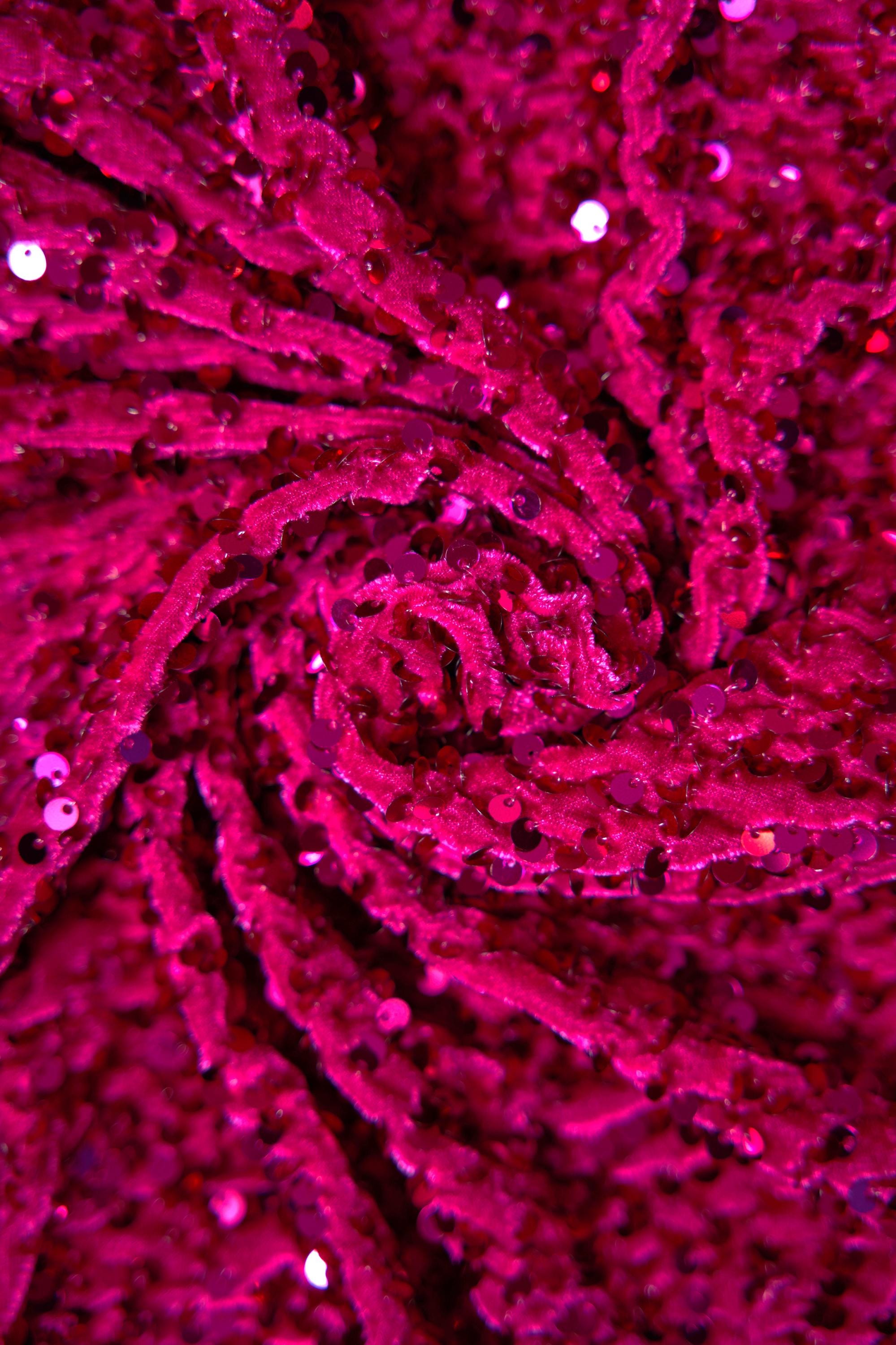 Fuchsia Velvet Fabric, Sequin Fabric, Prom Dress Fabric by the Yard, Festival Wear, Luxury 2 Way Stretch Velvet Wedding Fabric