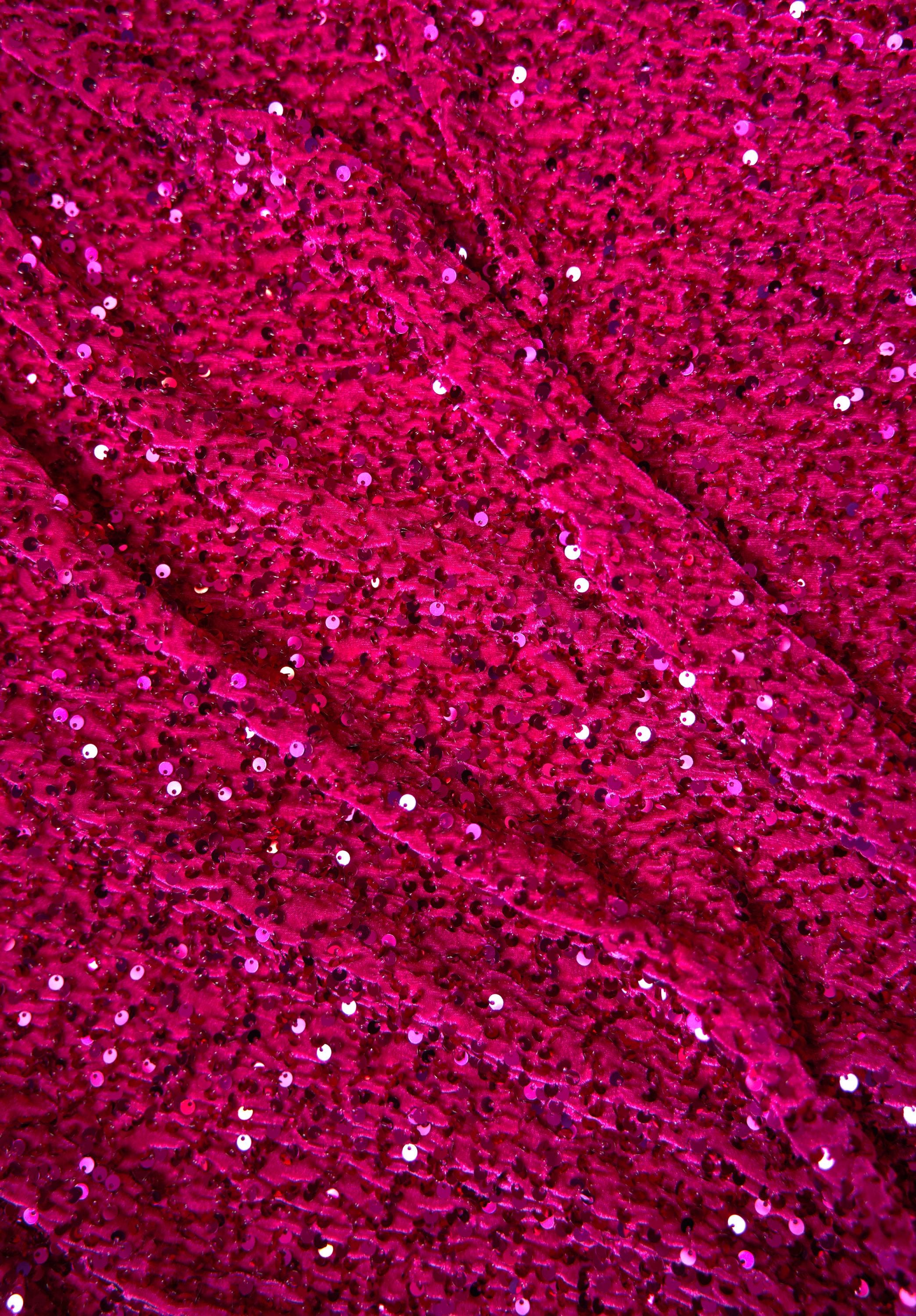 Fuchsia Velvet Fabric, Sequin Fabric, Prom Dress Fabric by the Yard, Festival Wear, Luxury 2 Way Stretch Velvet Wedding Fabric