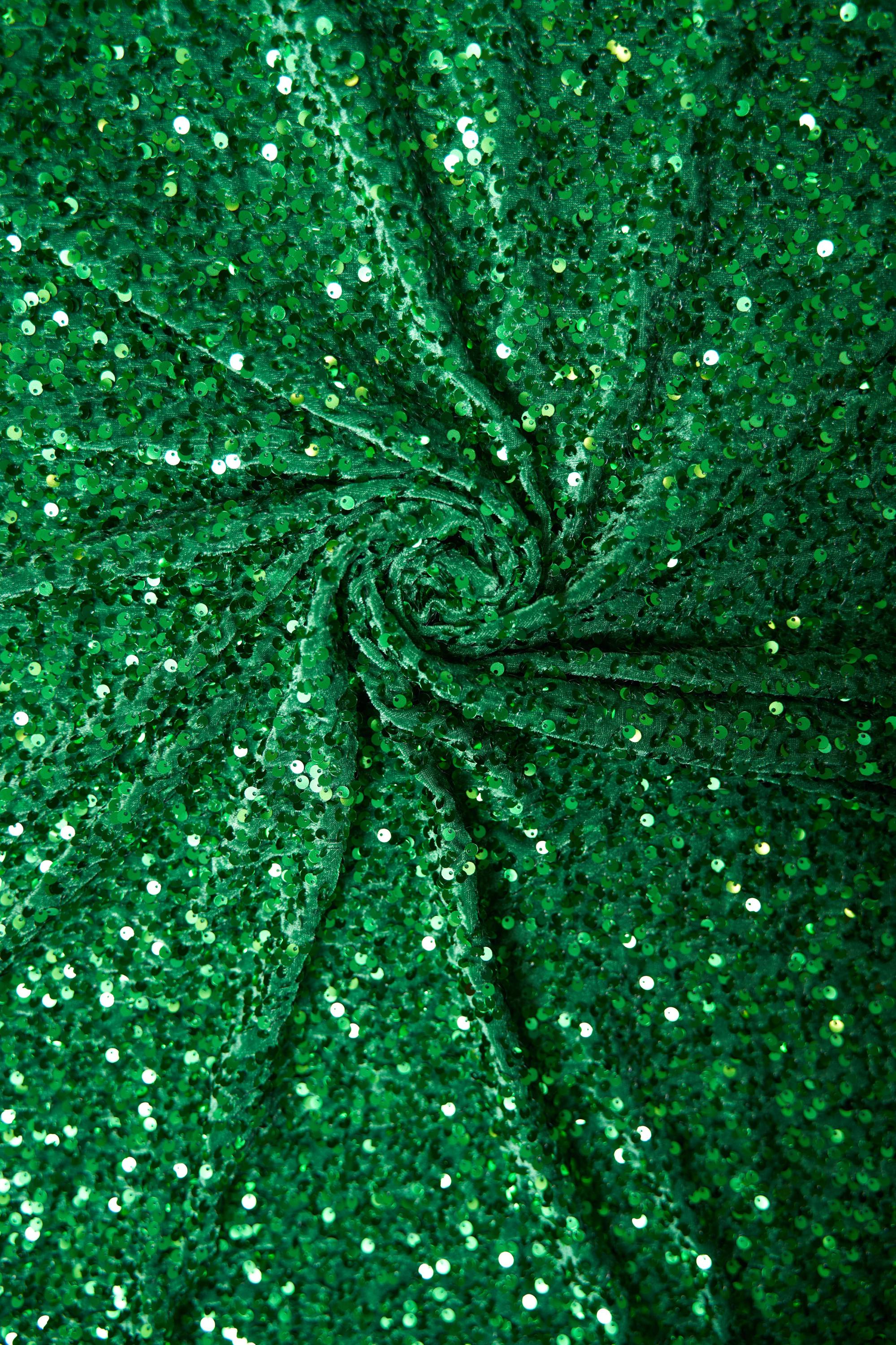 Kelly Green Sequins Velvet Fabric, Stretch Velvet Fashion Fabric, Fabric by the Yard, Shiny Sequin Fabric, Luxury Fabric