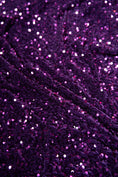 Load image into Gallery viewer, Plum Velvet Sequin Fabric, Stretch Velvet Fabric by the Yard, Luxury Fashion Fabric, Modern Shiny Fabric for Dresses
