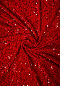 Load image into Gallery viewer, Red Velvet Fabric, Red Sequin Velvet by the Yard, Luxury Fashion Fabric, Stretch Shiny Fabric, Modern Shiny Fabric for Dresses
